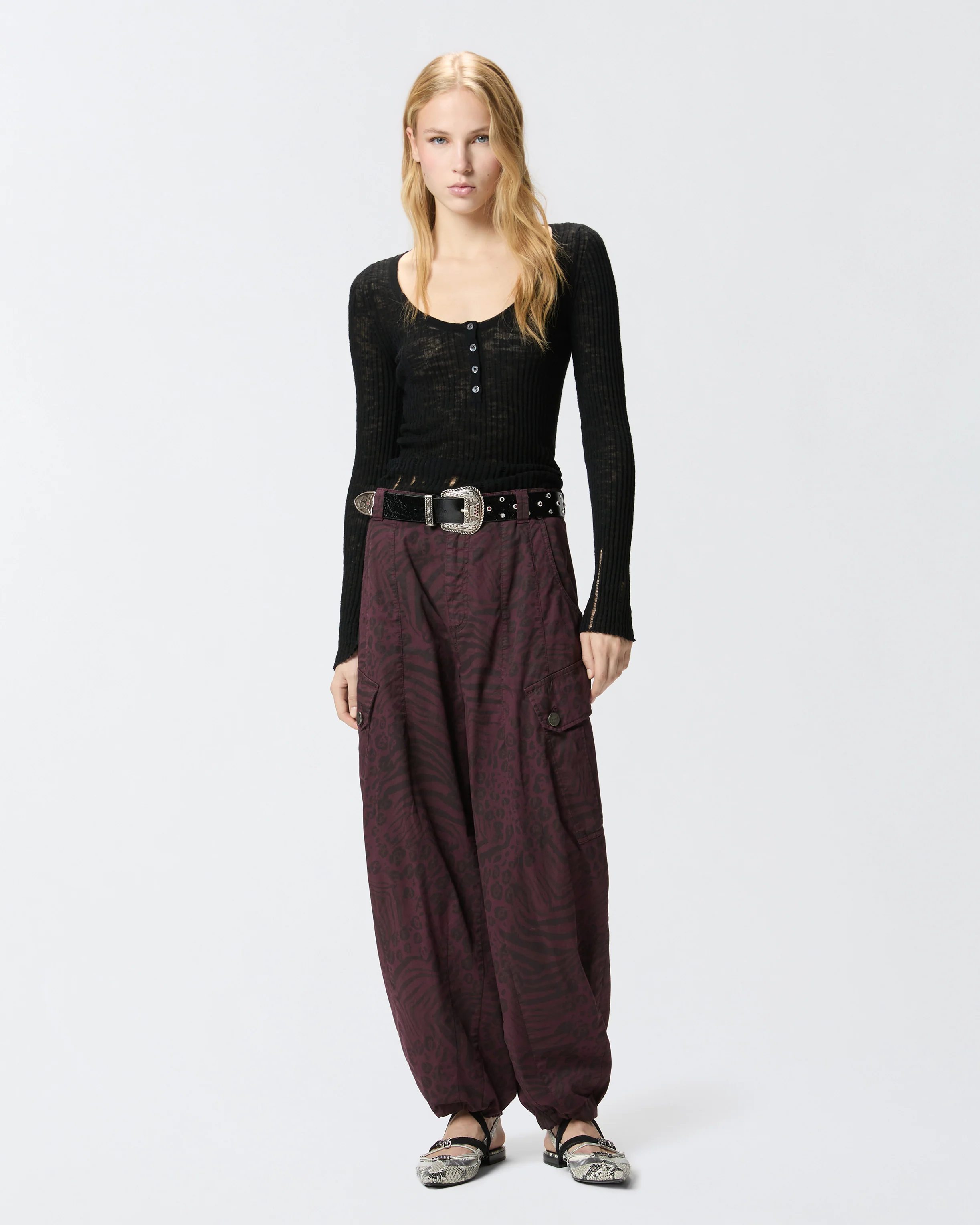 Balloon trousers with animal motif