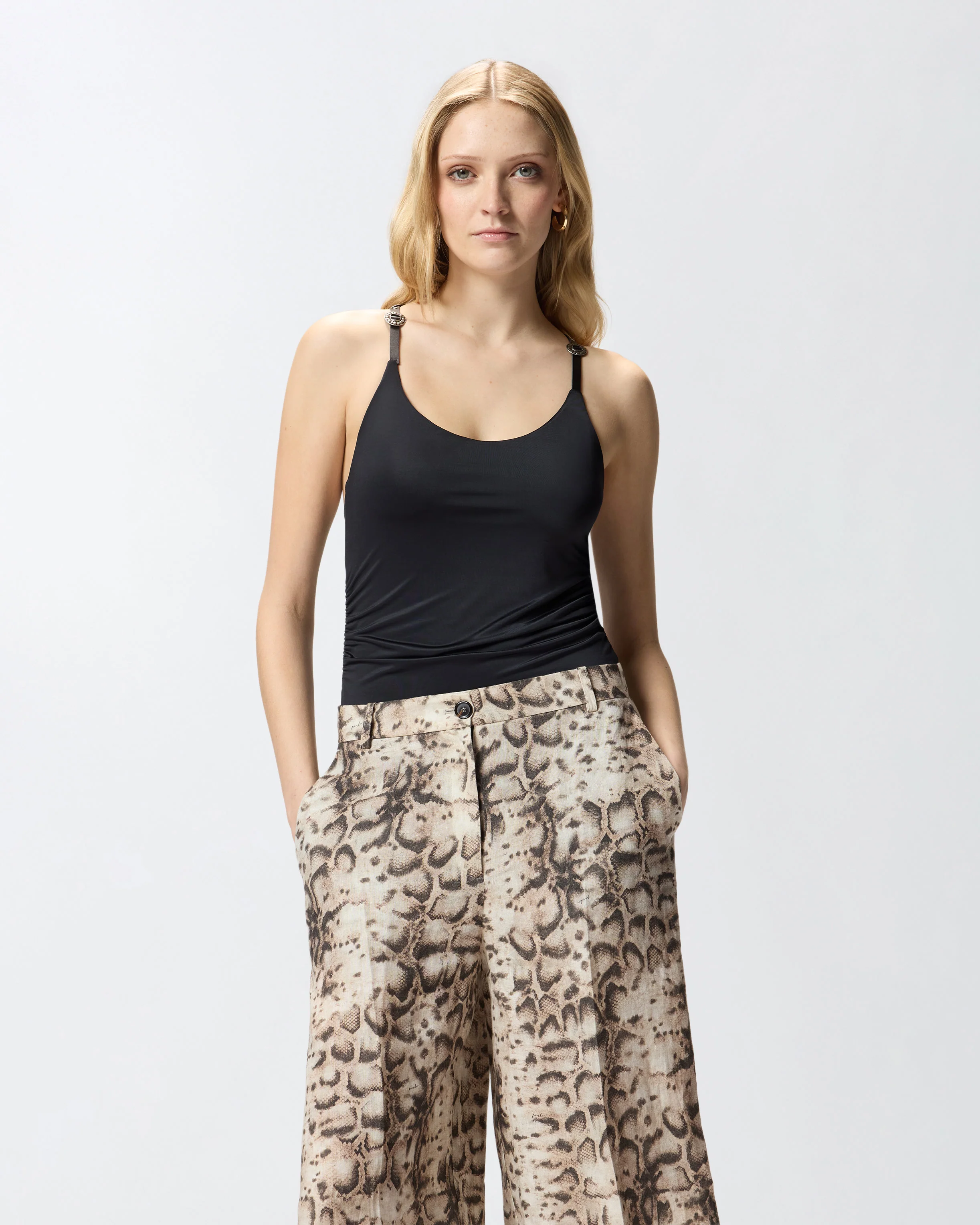 Bodysuit with crossed shoulder straps
