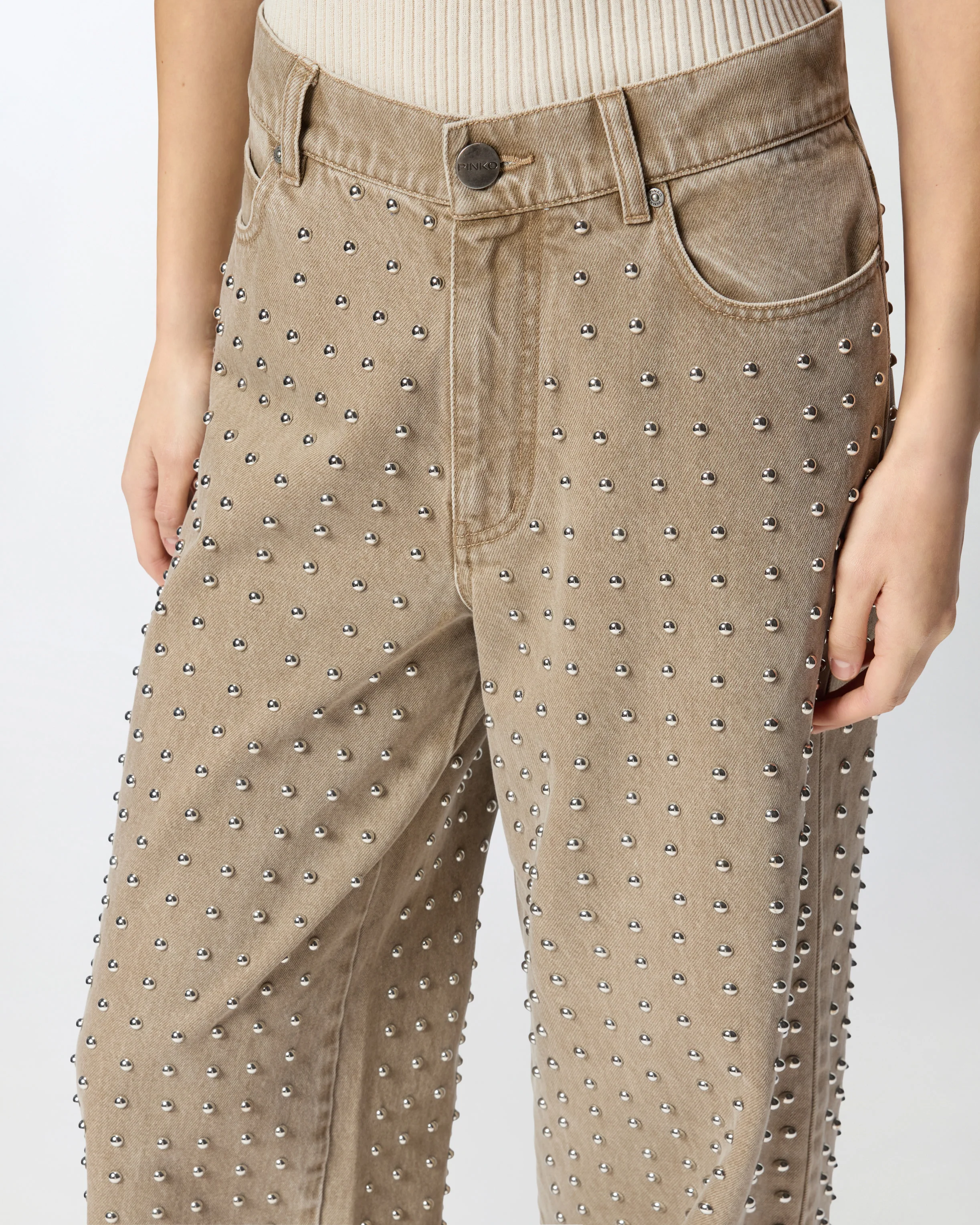 Brown jeans with studs - Image 4