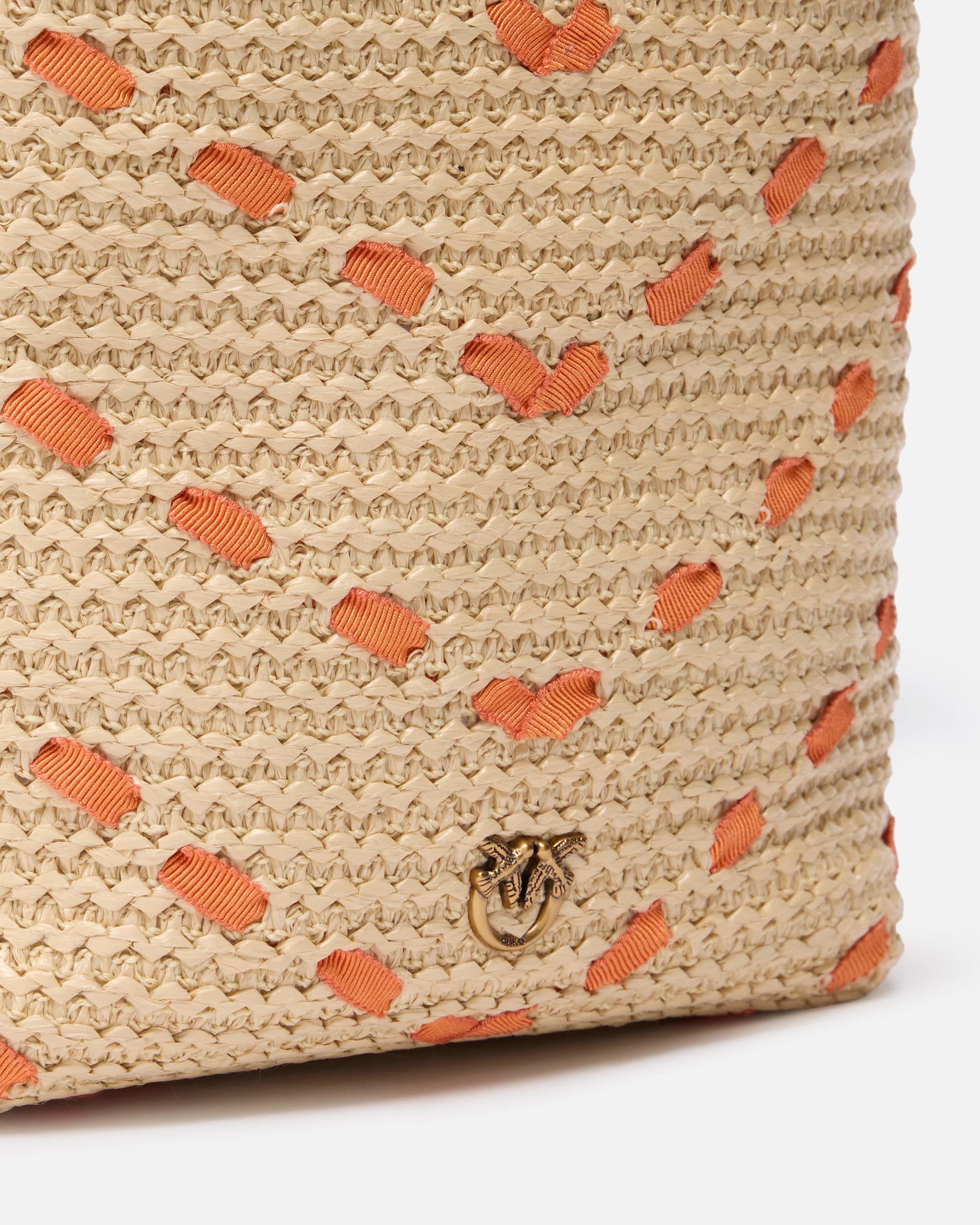 Bucket Mini crossbody bag in raffia with chevron motif - Image 3