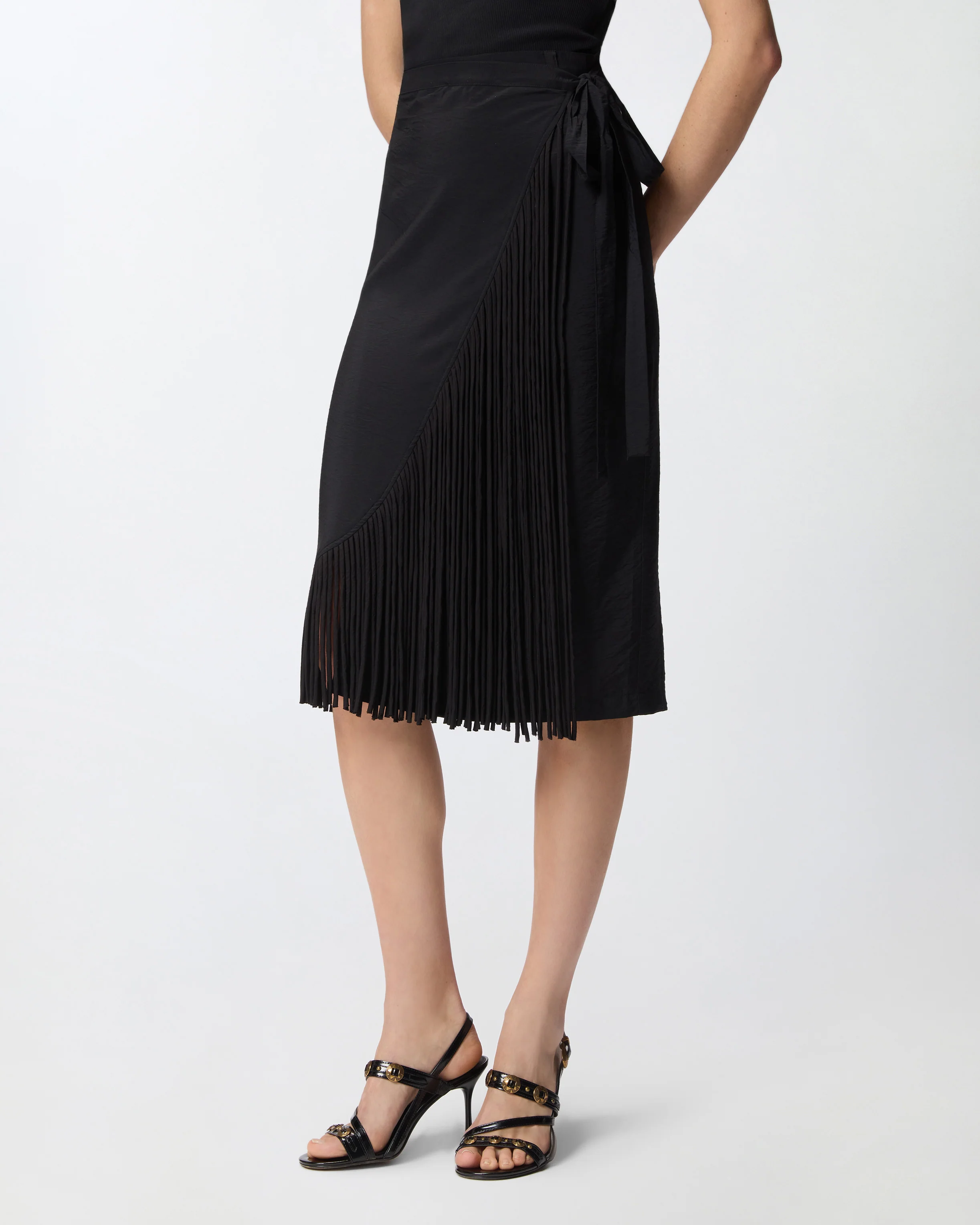 Calf-length wrap skirt with fringing - Image 2