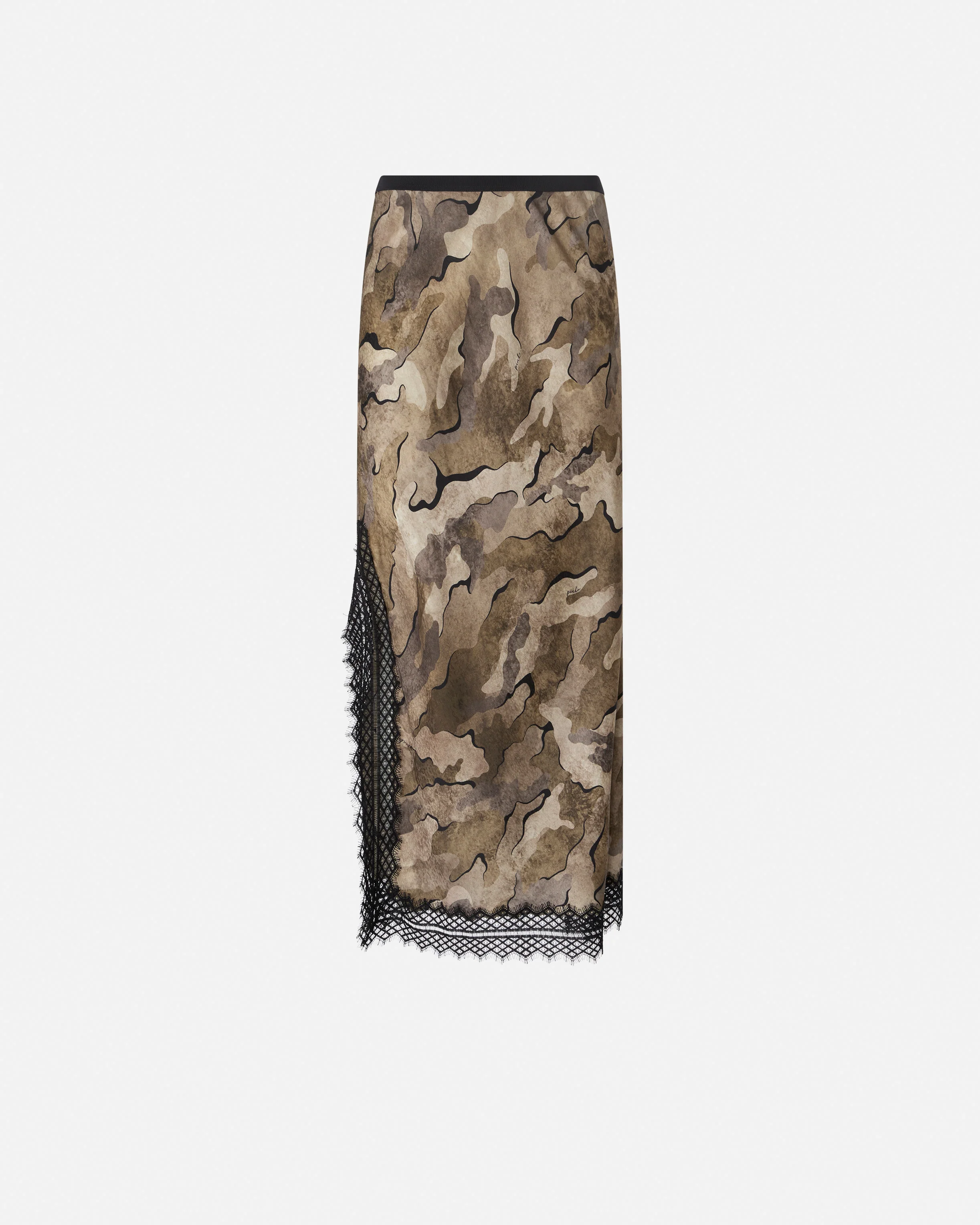 Camouflage midi skirt with lace and slit - Image 5