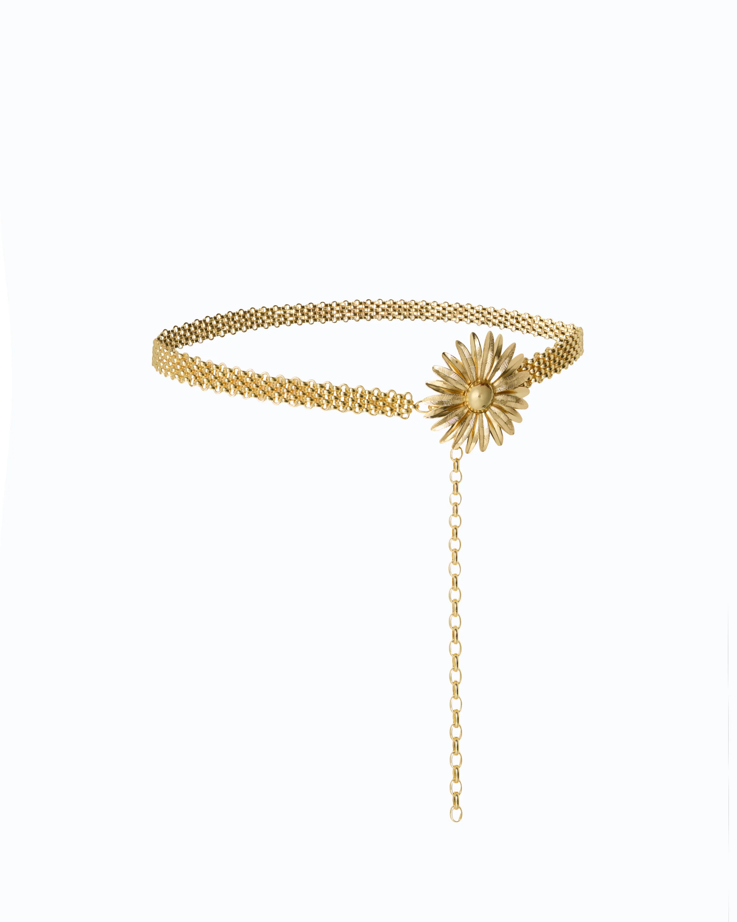 Chain belt with flower, 1.5 cm