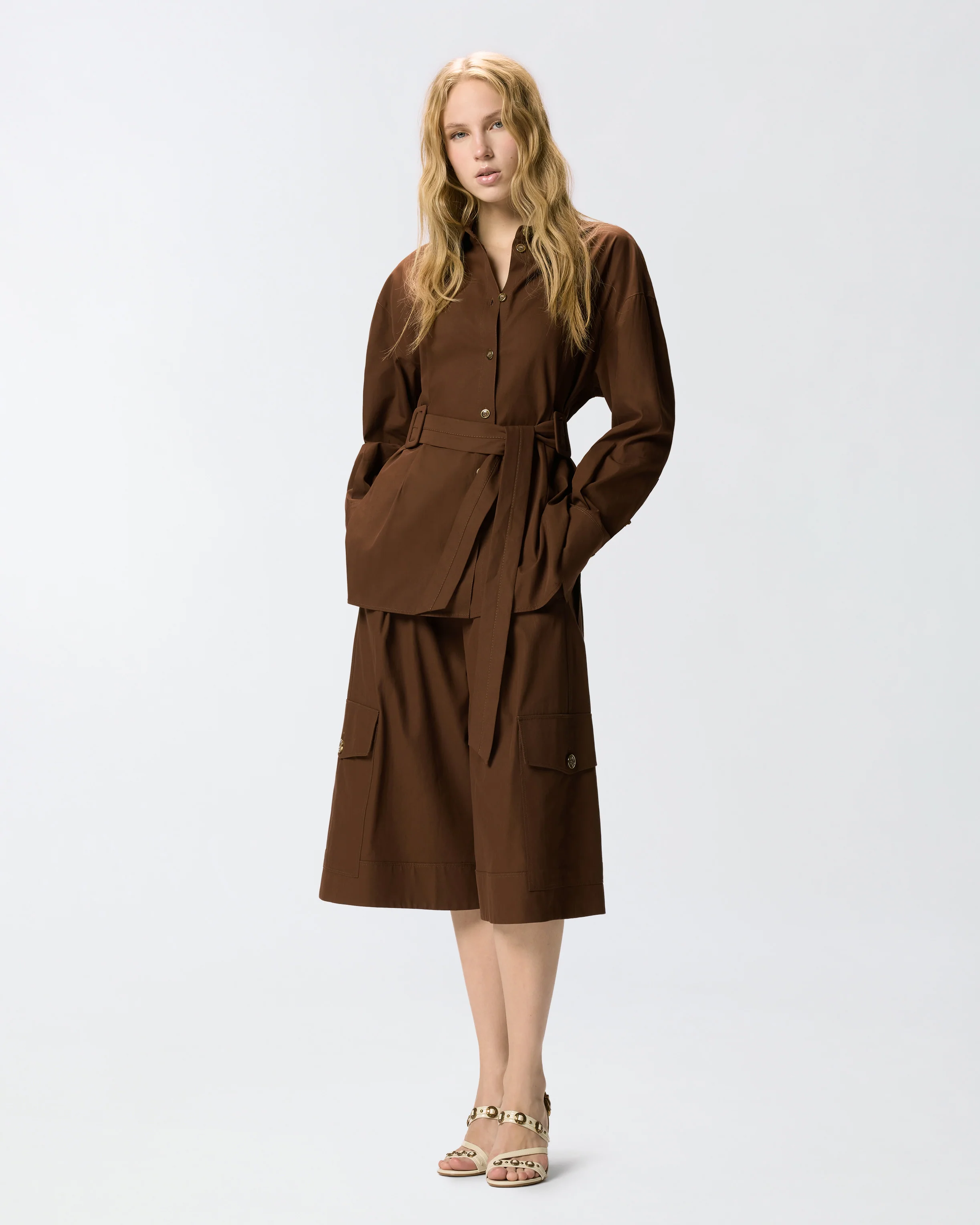 Cotton jacket with belt - Image 2