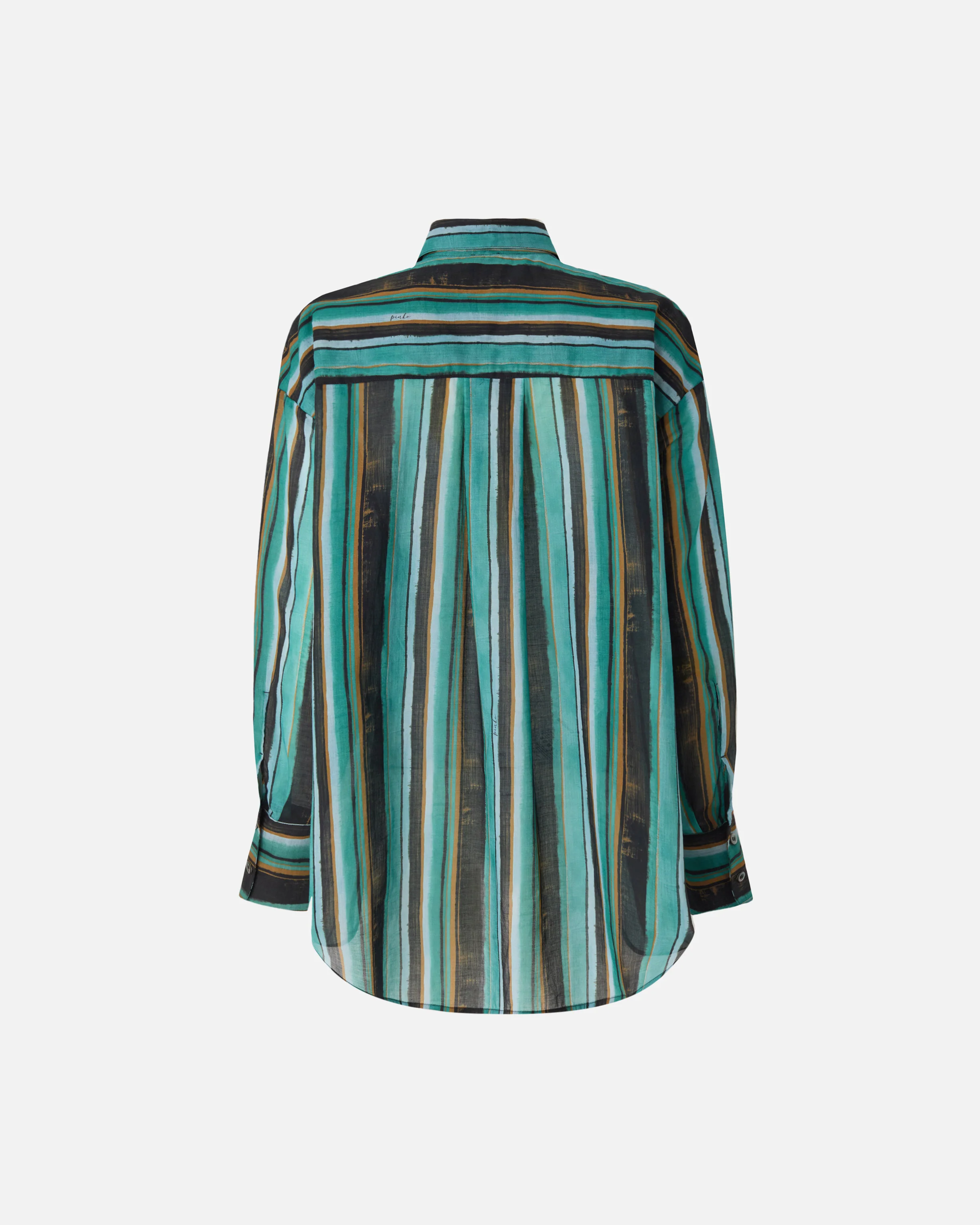 Cotton shirt with brushstroke-effect stripes - Image 6