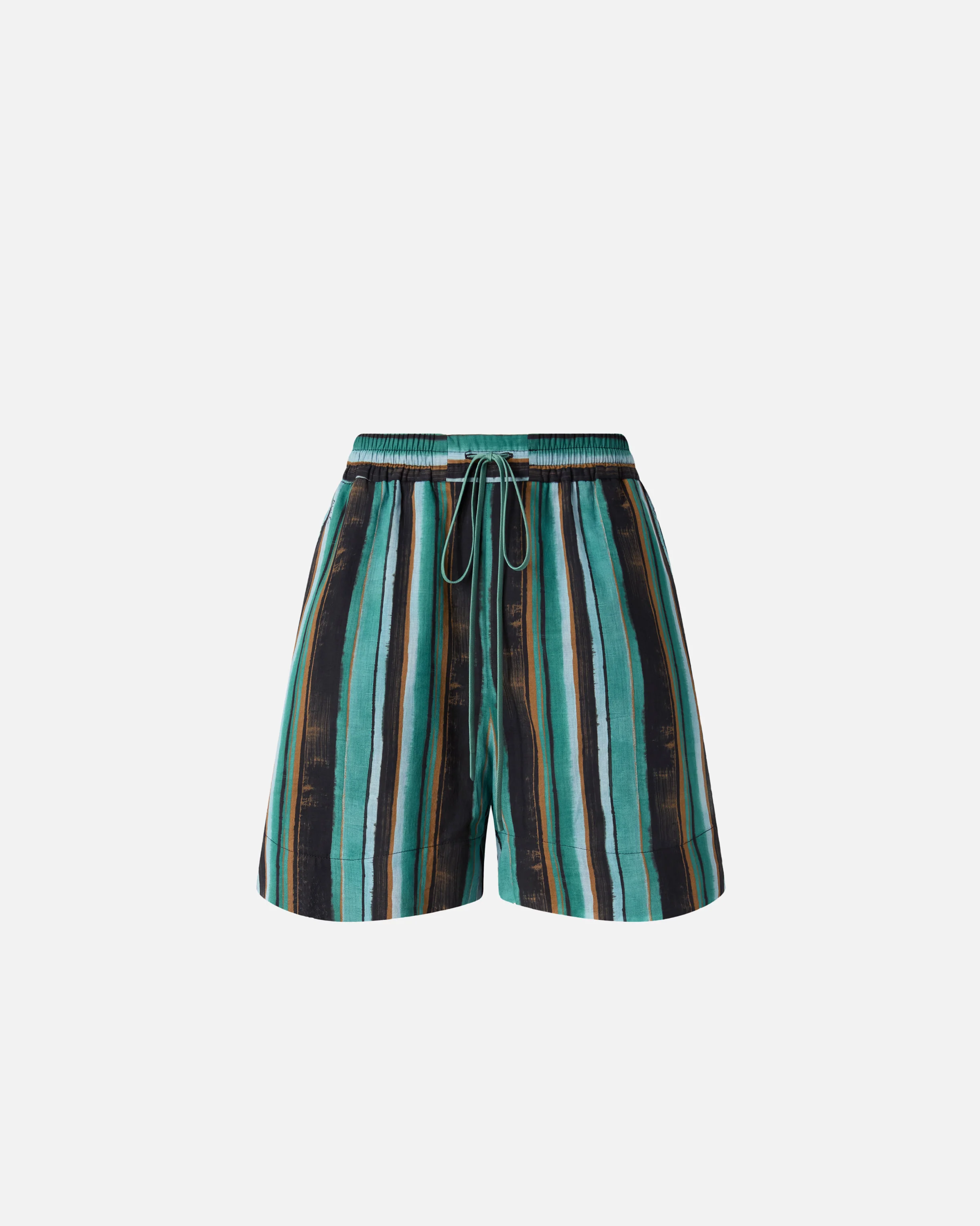 Cotton shorts with brushstroke-effect stripes - Image 5