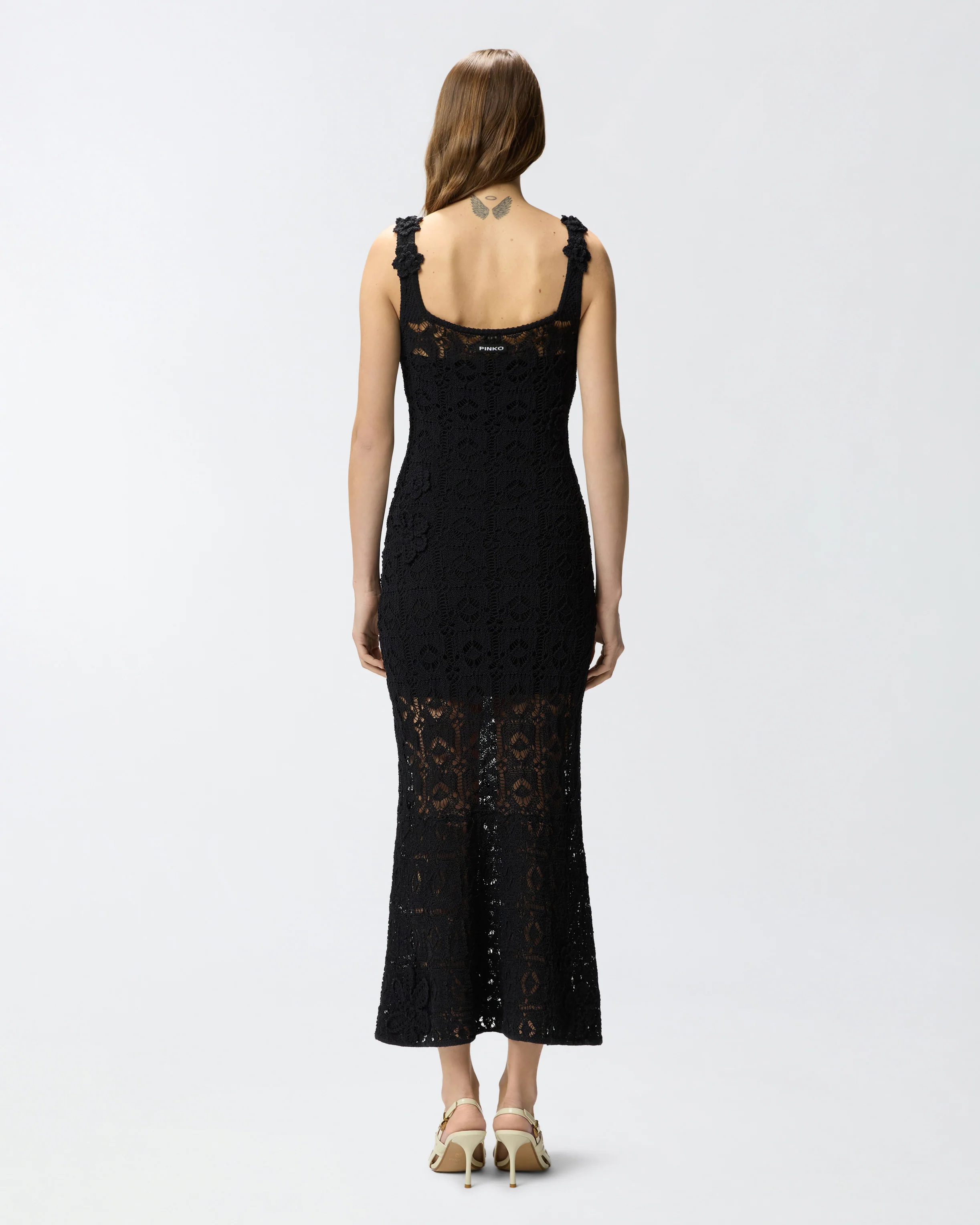 Crochet-effect midi dress with appliqué flowers - Image 3
