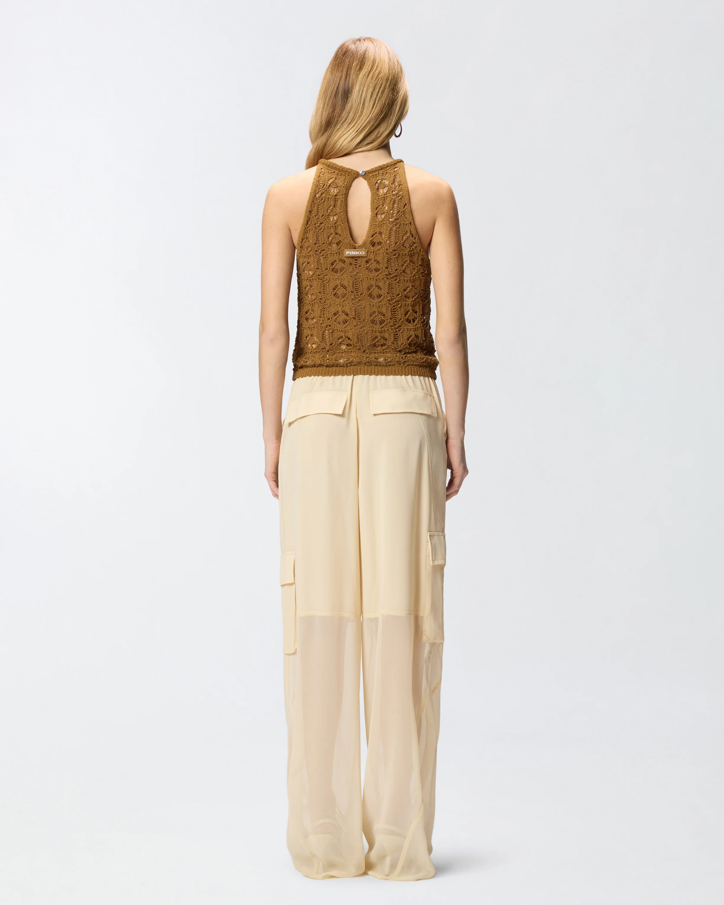 Crochet-effect top with appliqué flowers - Image 3