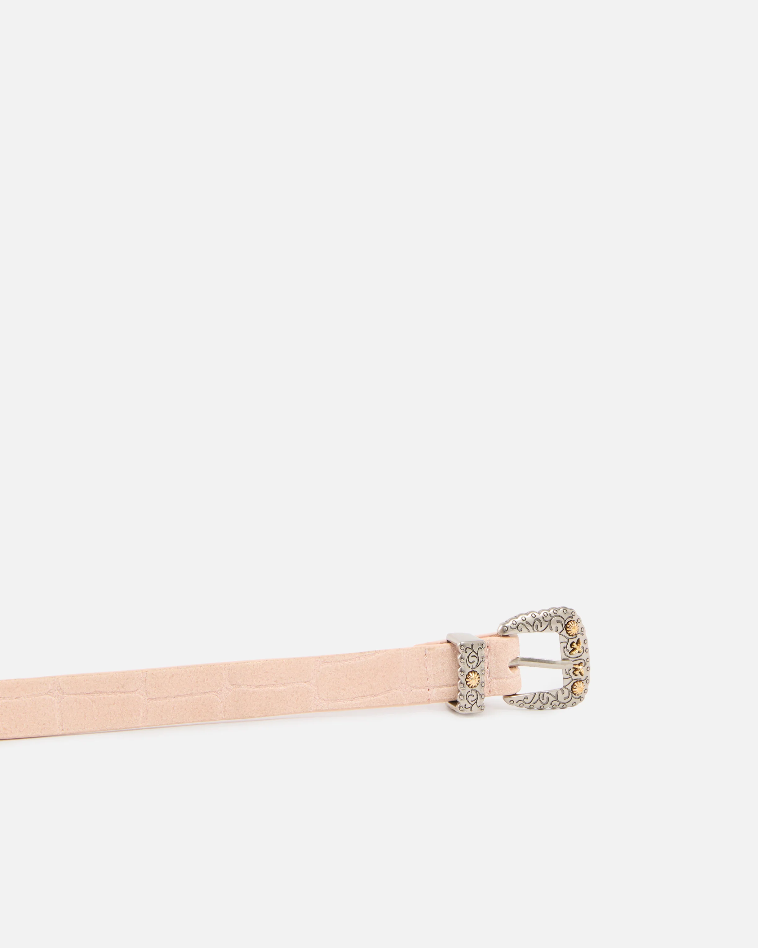 Crocodile-print leather belt with Texan buckle, 1.7 cm - Image 5