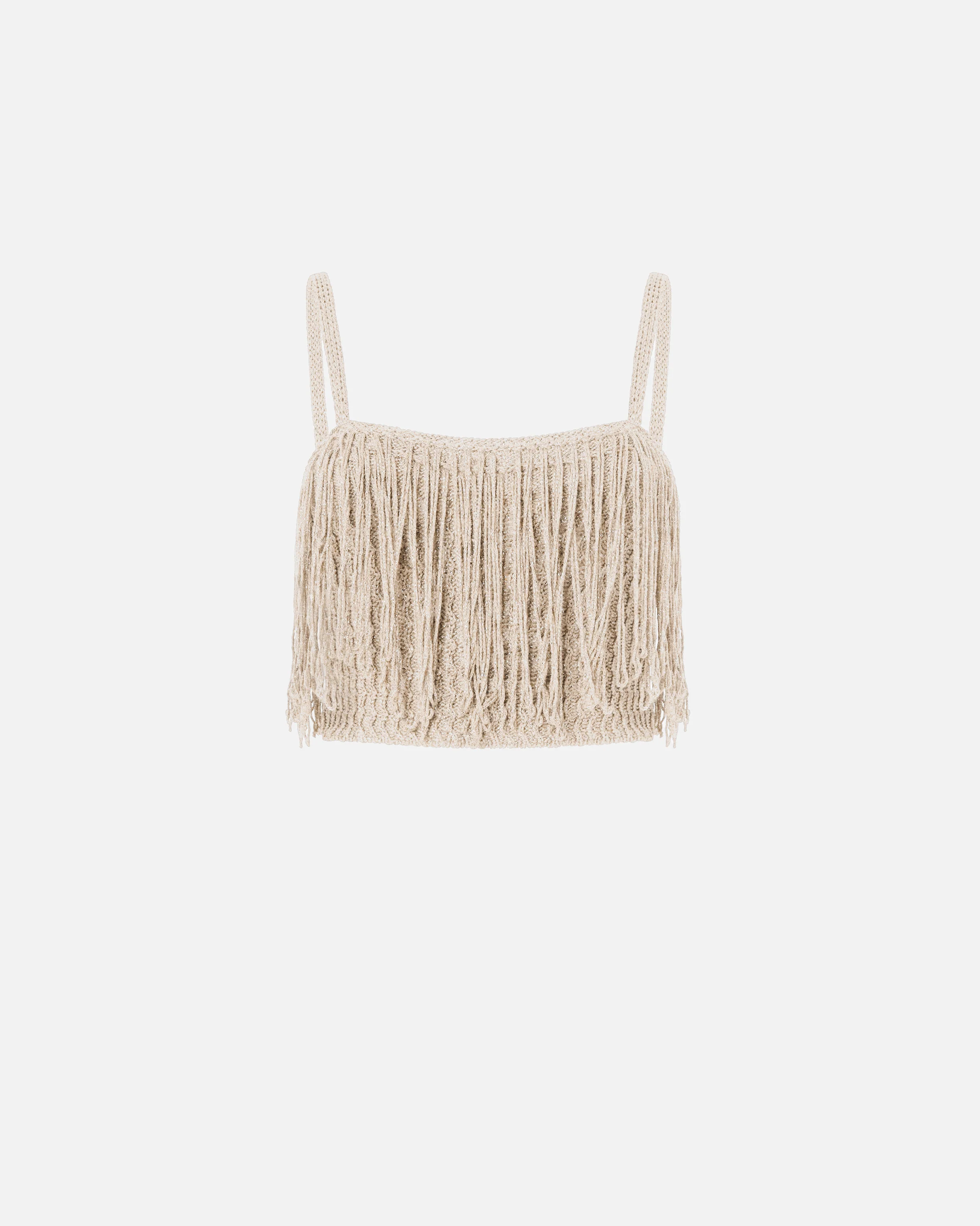 Crop top in knit with fringes - Image 5
