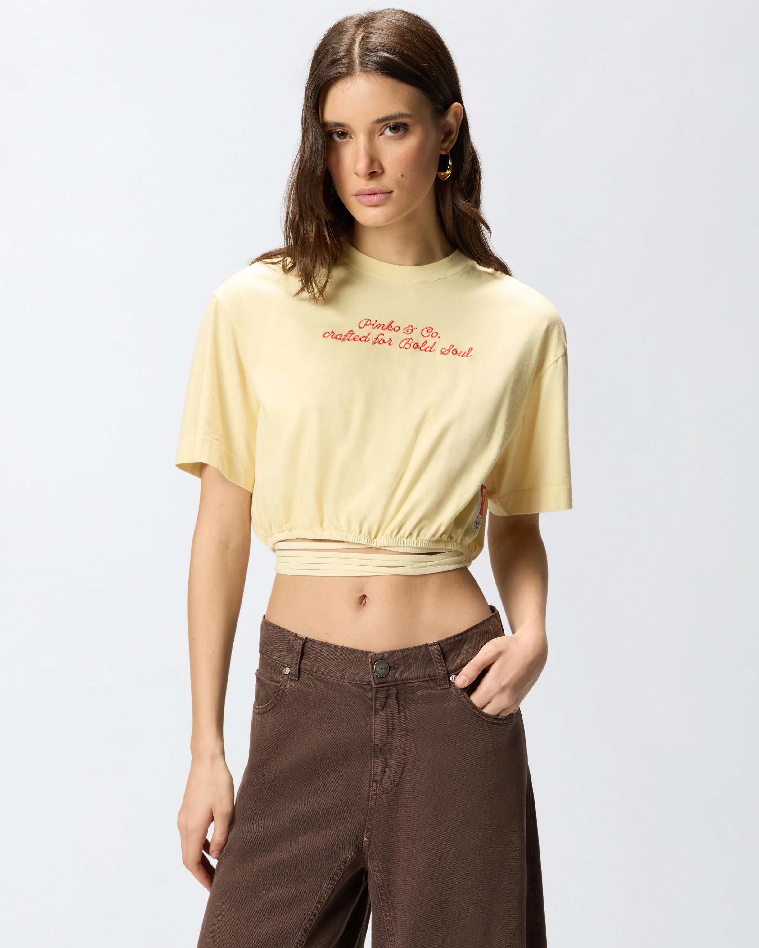 Crop top with PINKO logo lettering