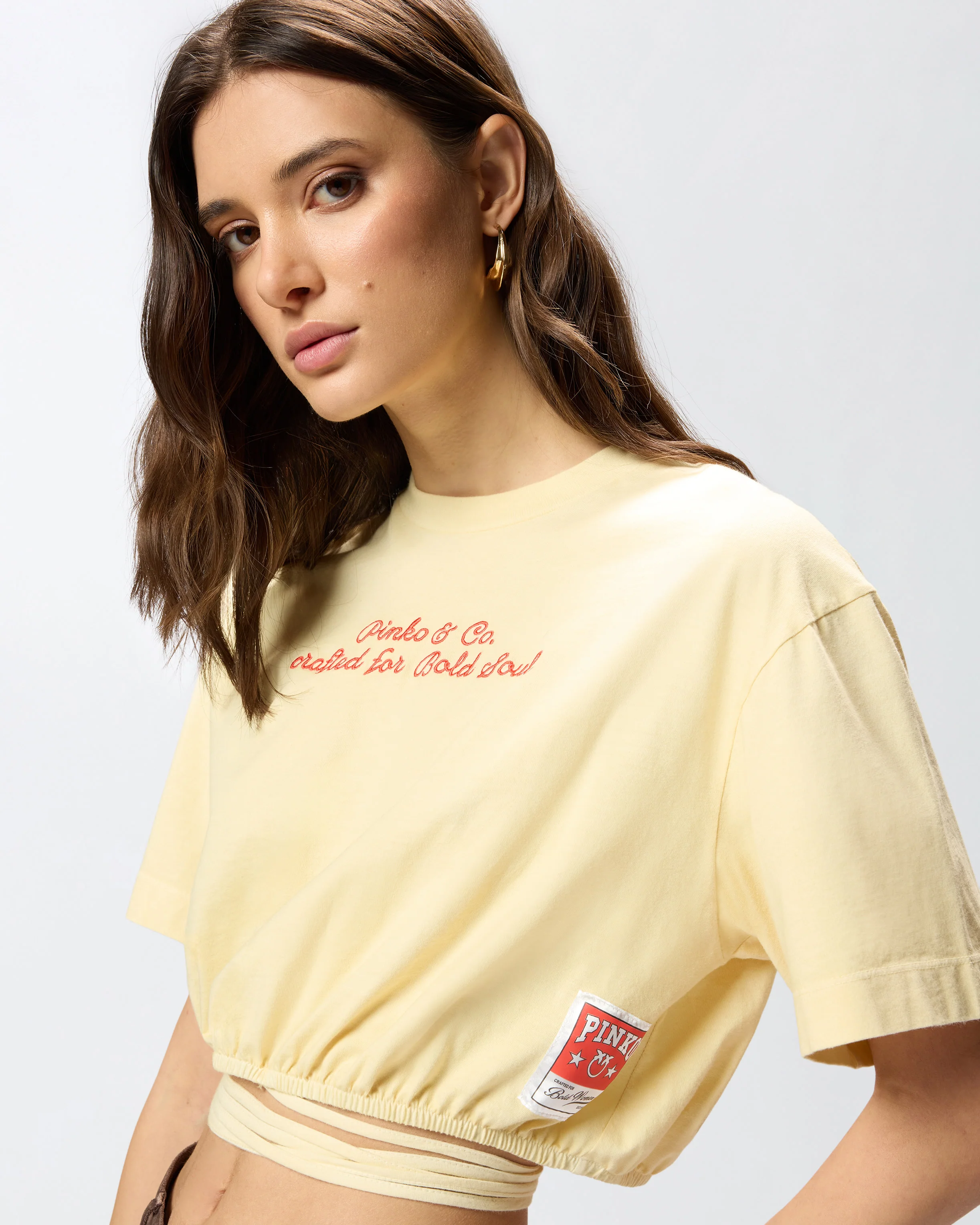 Crop top with PINKO logo lettering - Image 4