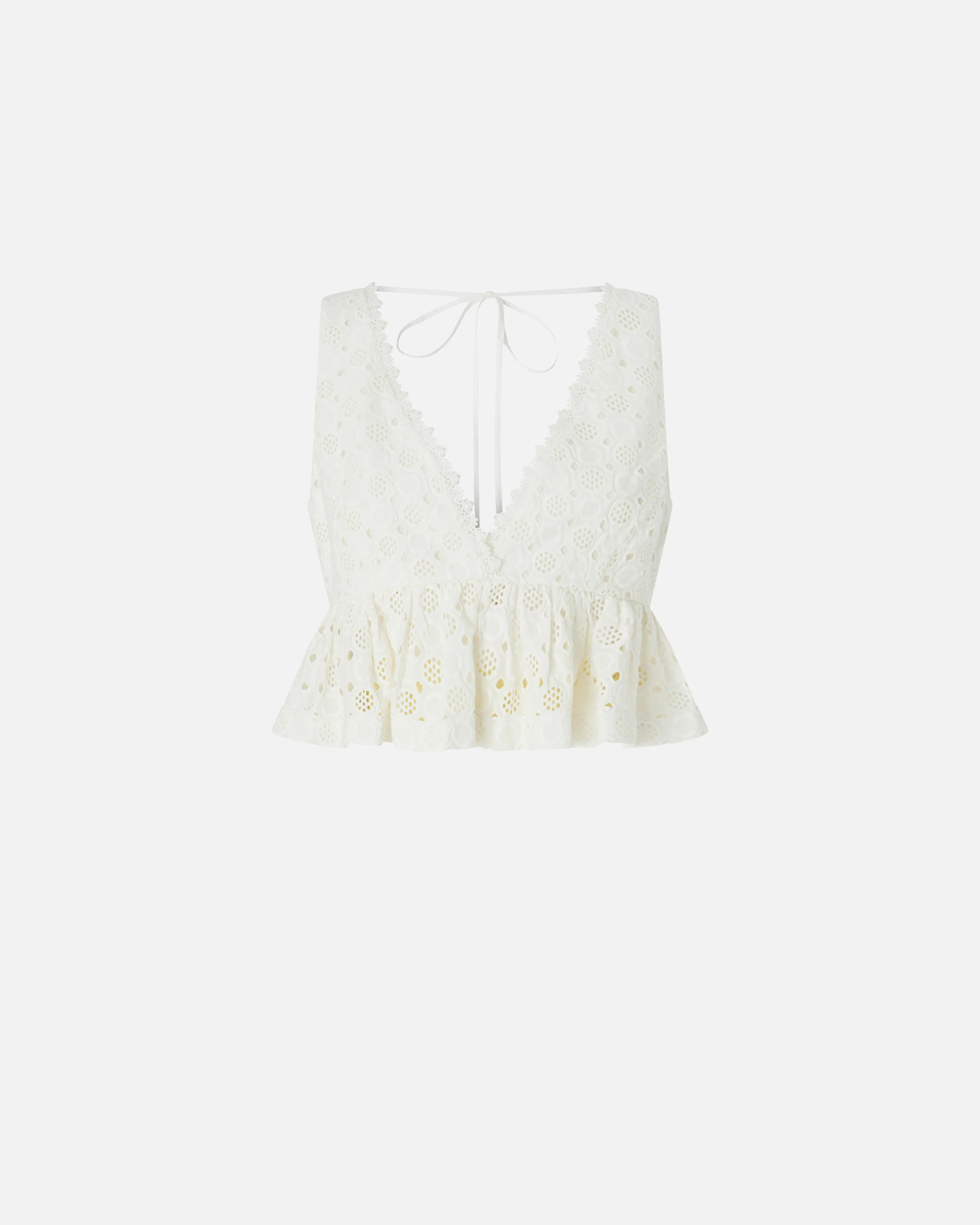 Crop top with ruffle and openwork pattern - Image 5