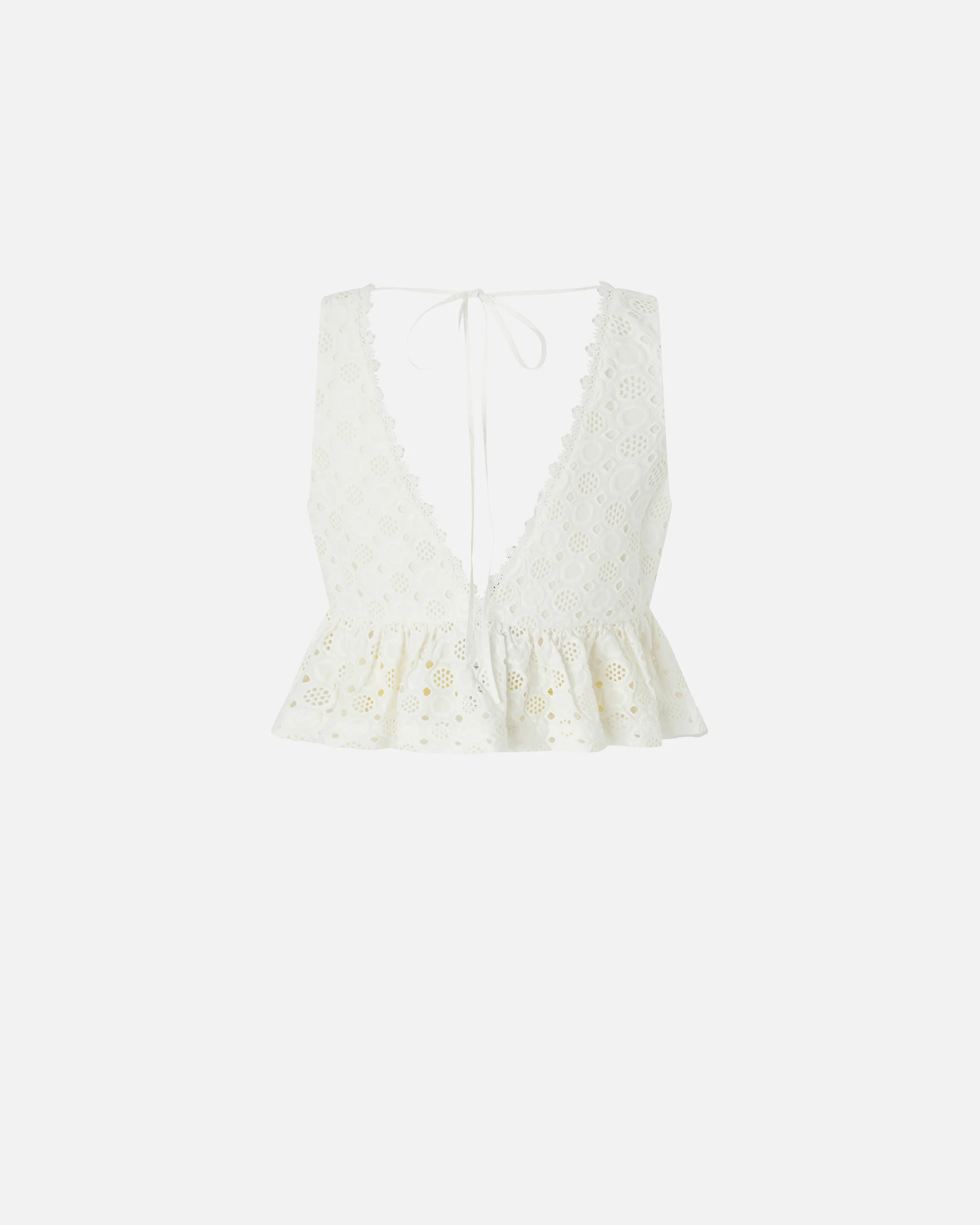 Crop top with ruffle and openwork pattern - Image 6