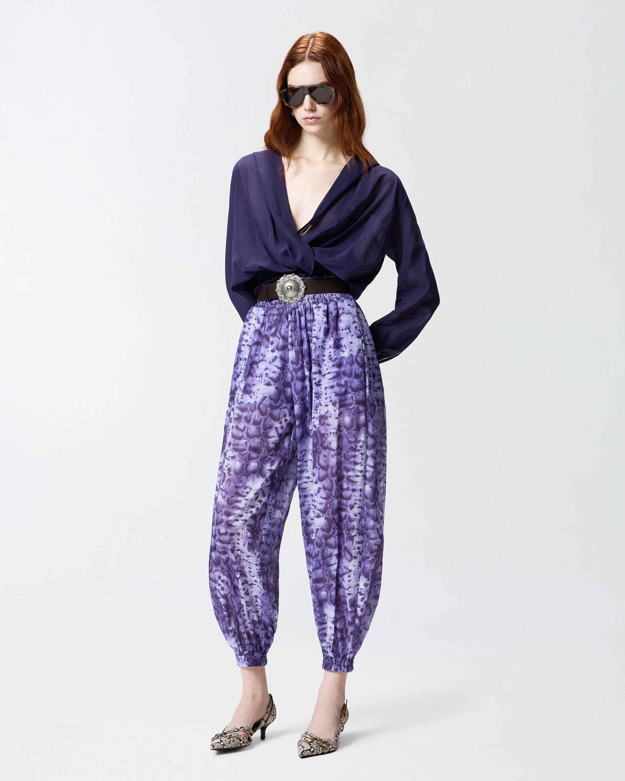 Cropped blouse with hood and sheer details - Image 2