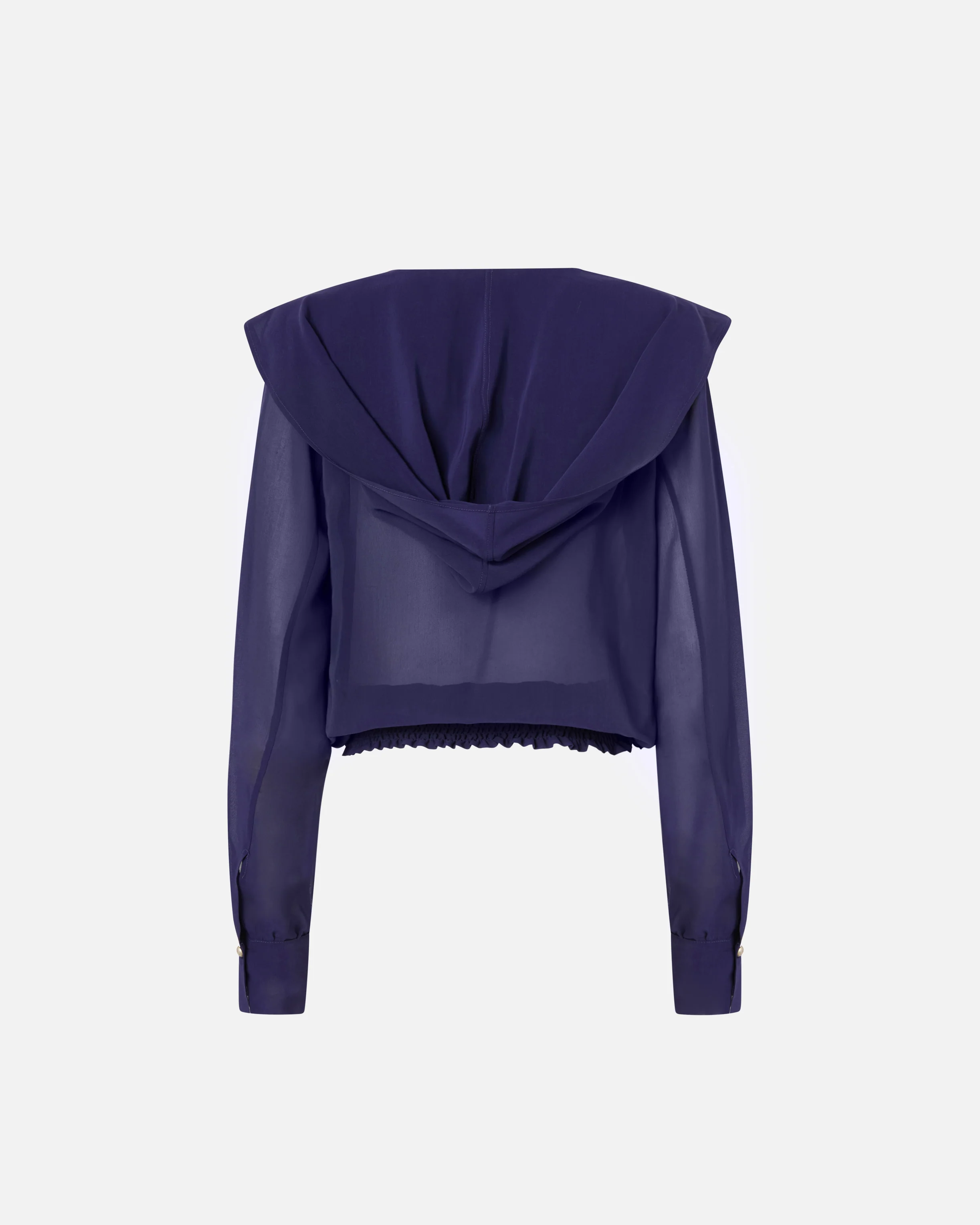 Cropped blouse with hood and sheer details - Image 6