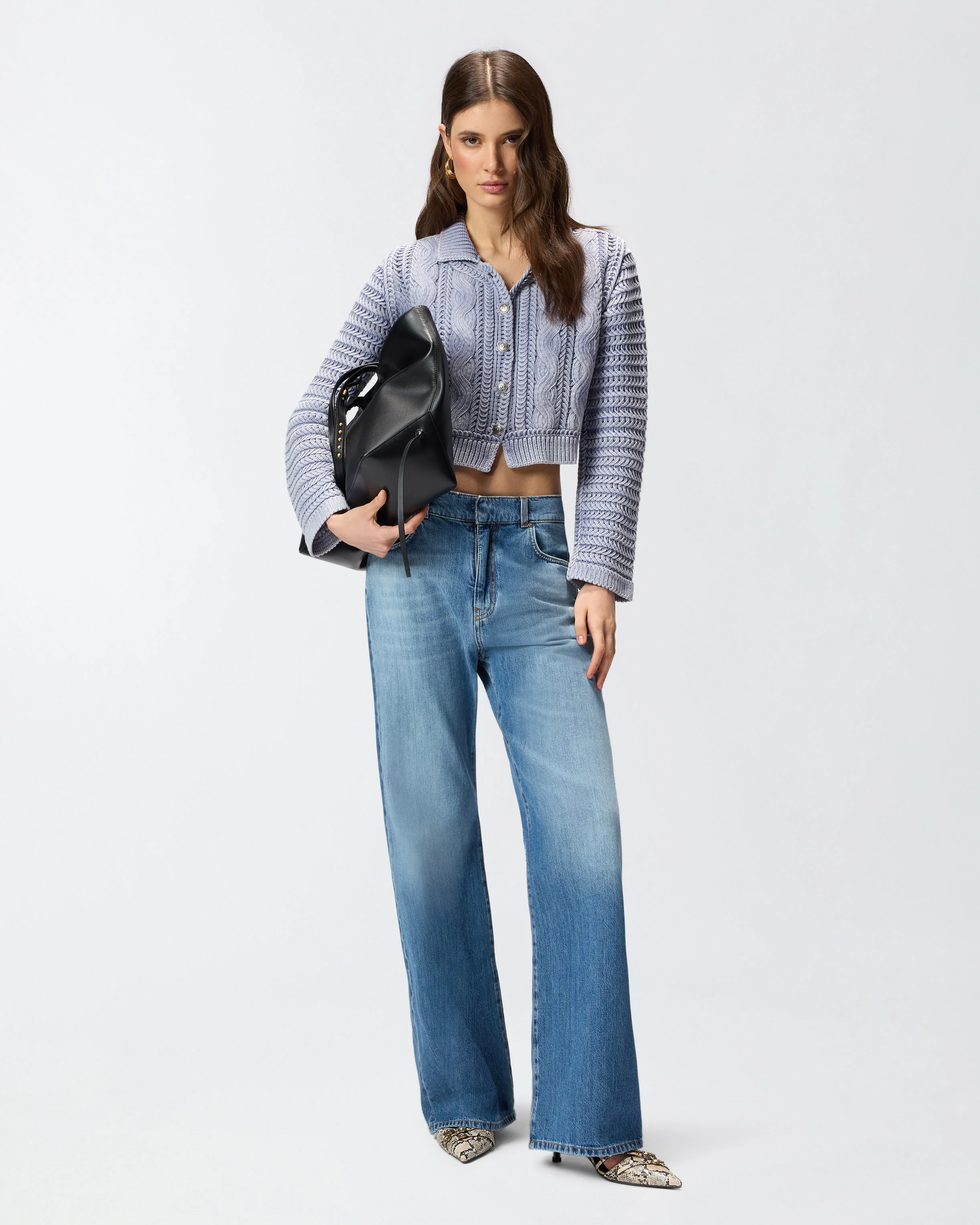 Cropped cardigan with chunky knit and braids - Image 2
