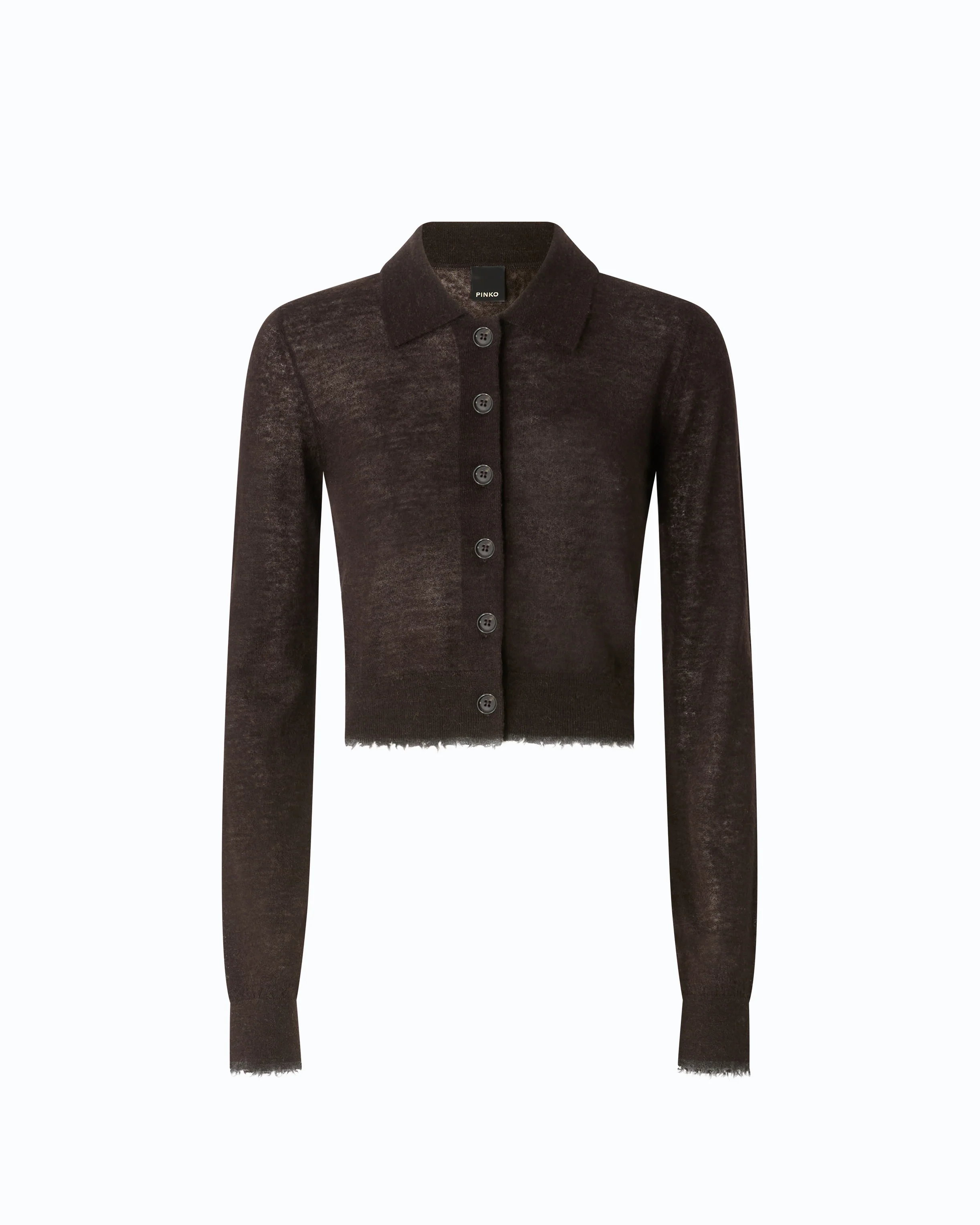Cropped cardigan with polo collar - Image 5