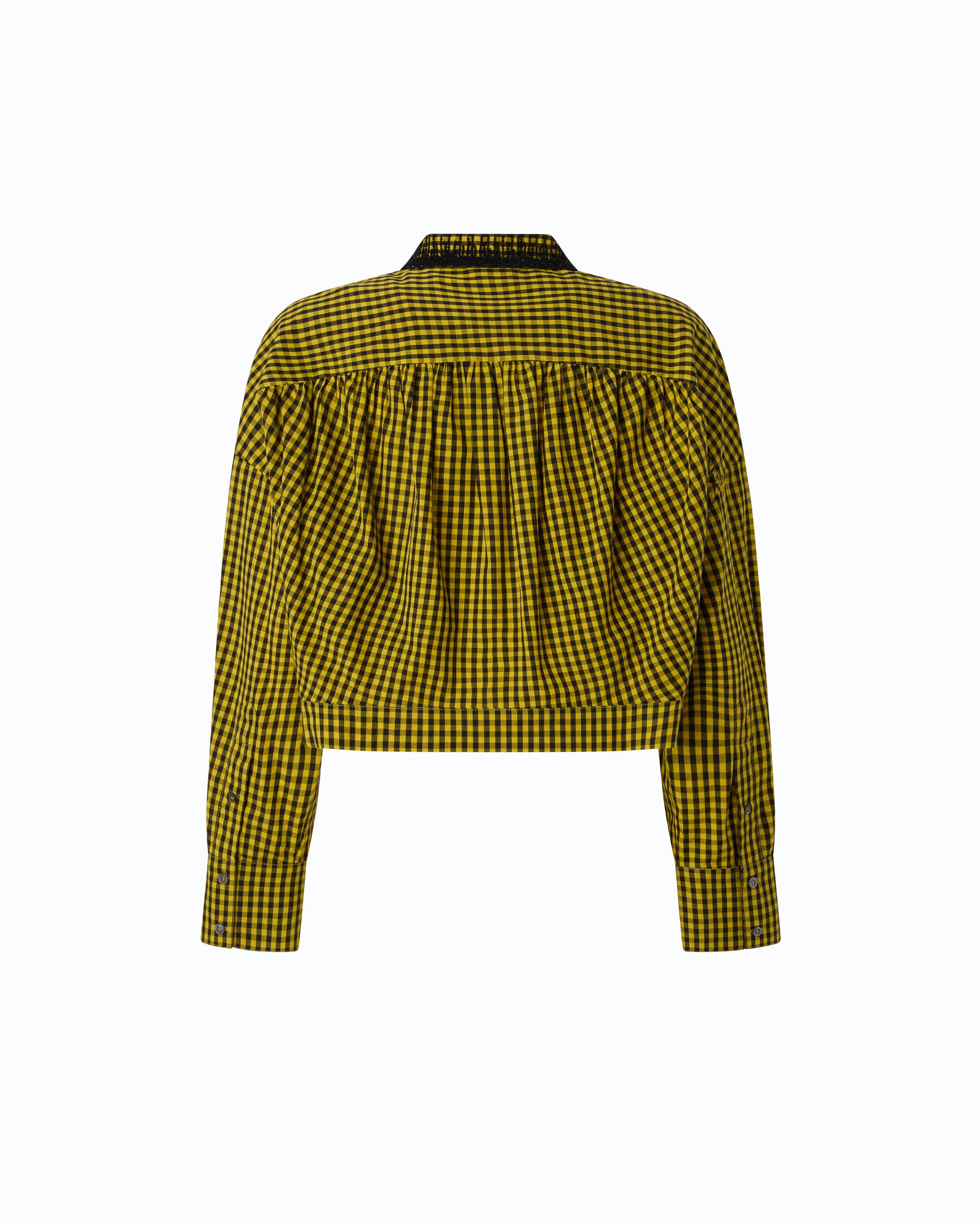 Cropped check shirt with jewel collar - Image 6