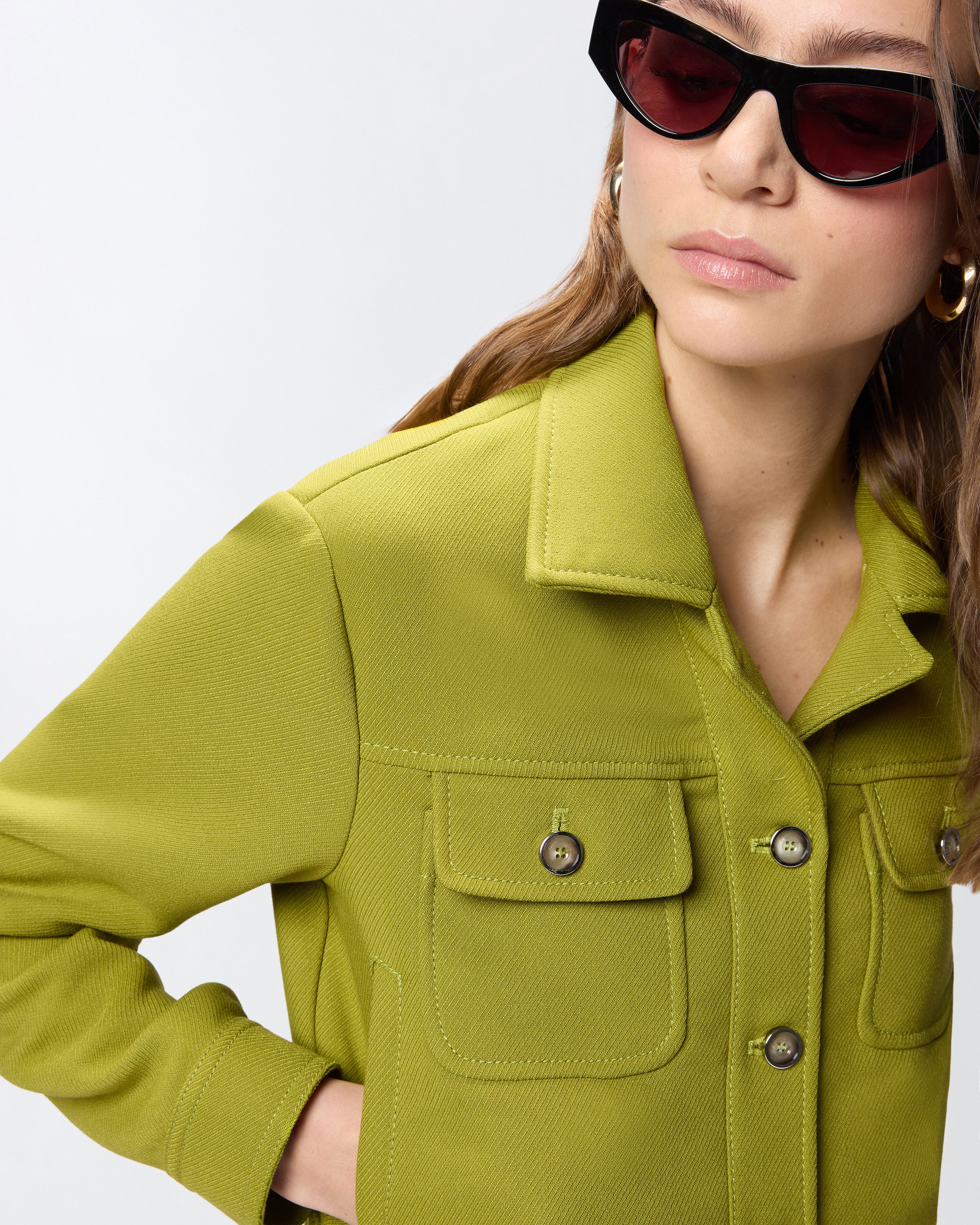 Cropped jacket with topstitching - Image 4