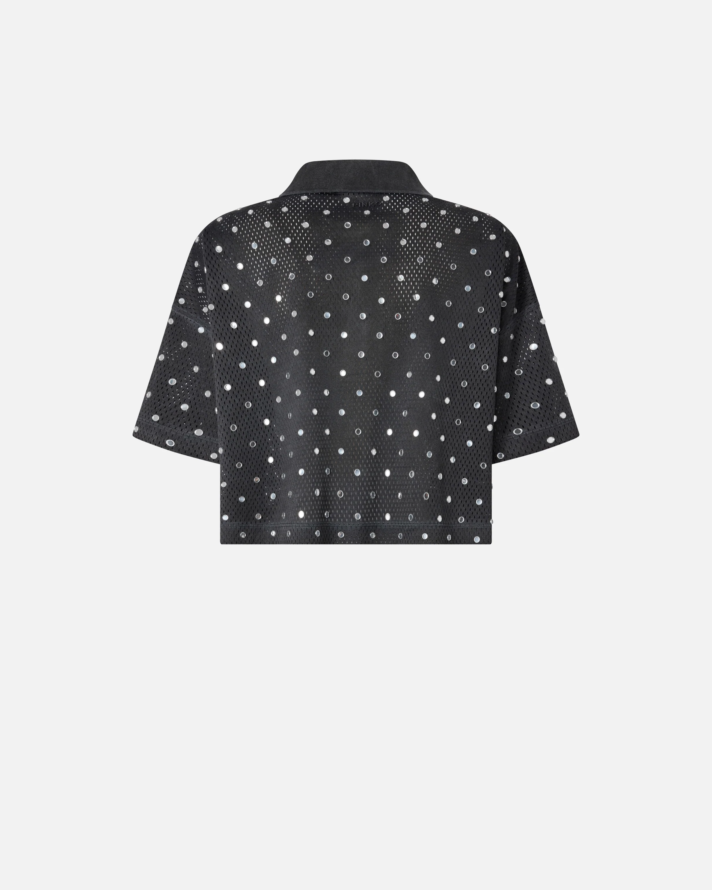Cropped mesh polo shirt with mirror detail - Image 6