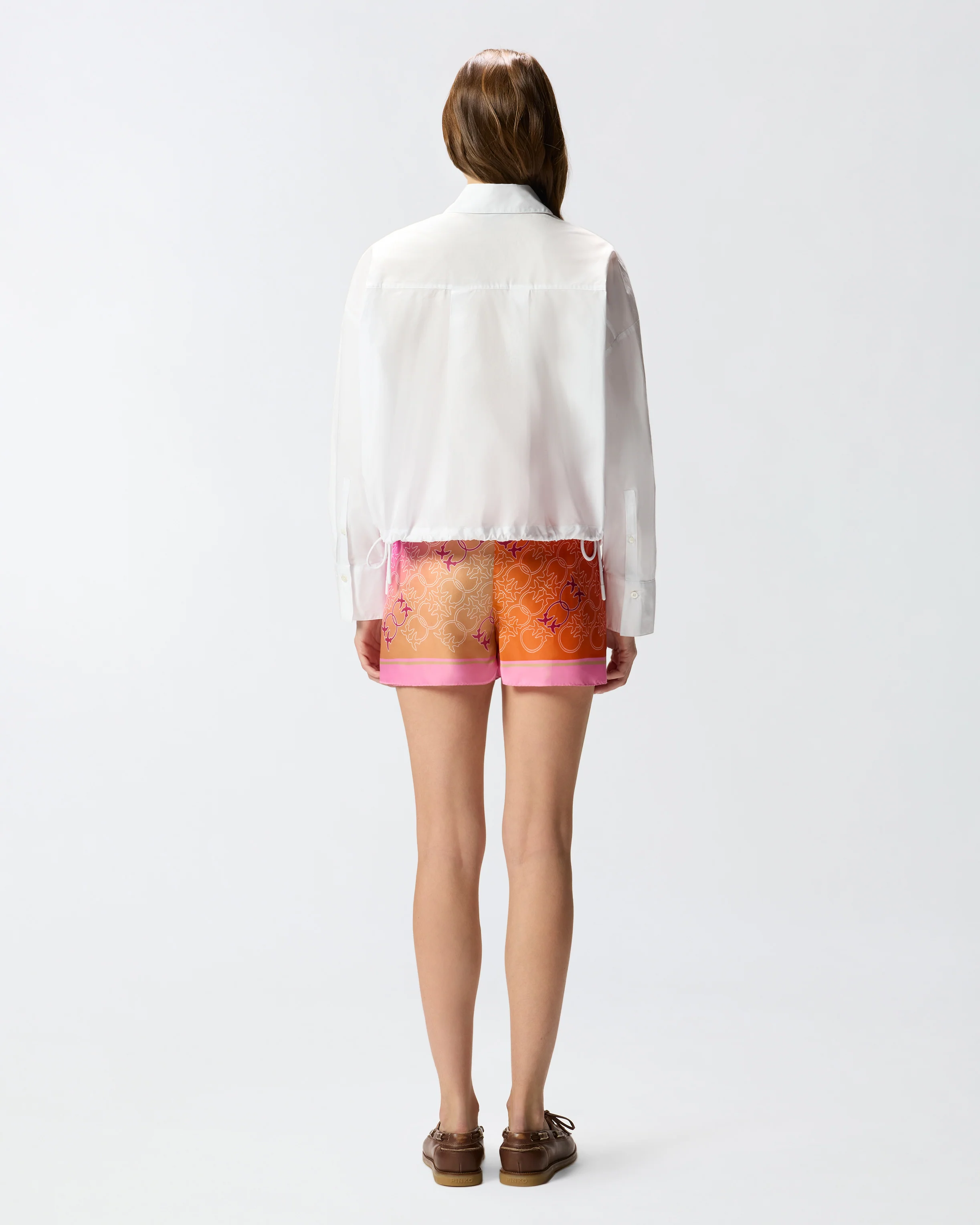 Cropped shirt in striped cotton with logo - Image 3
