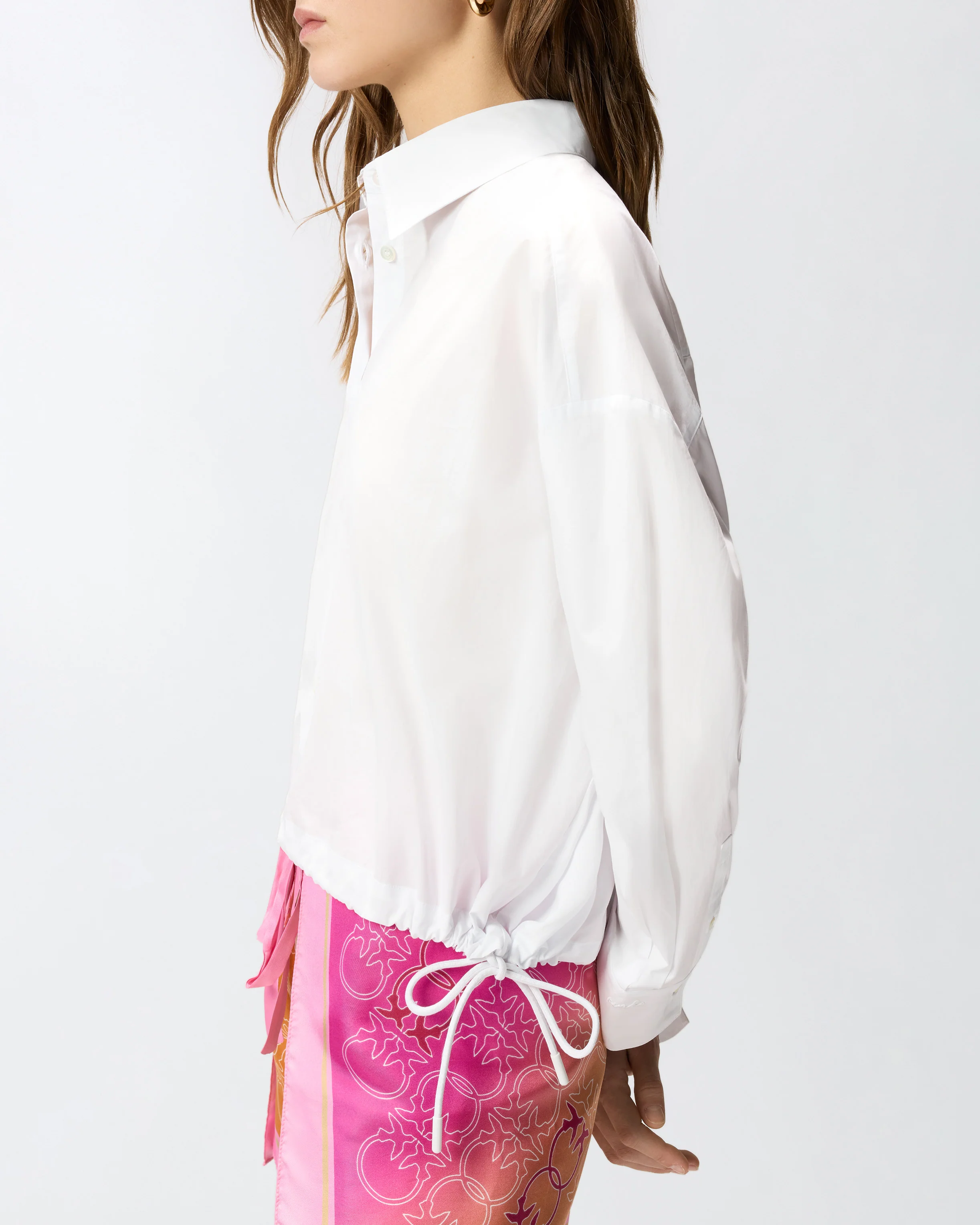 Cropped shirt in striped cotton with logo - Image 4