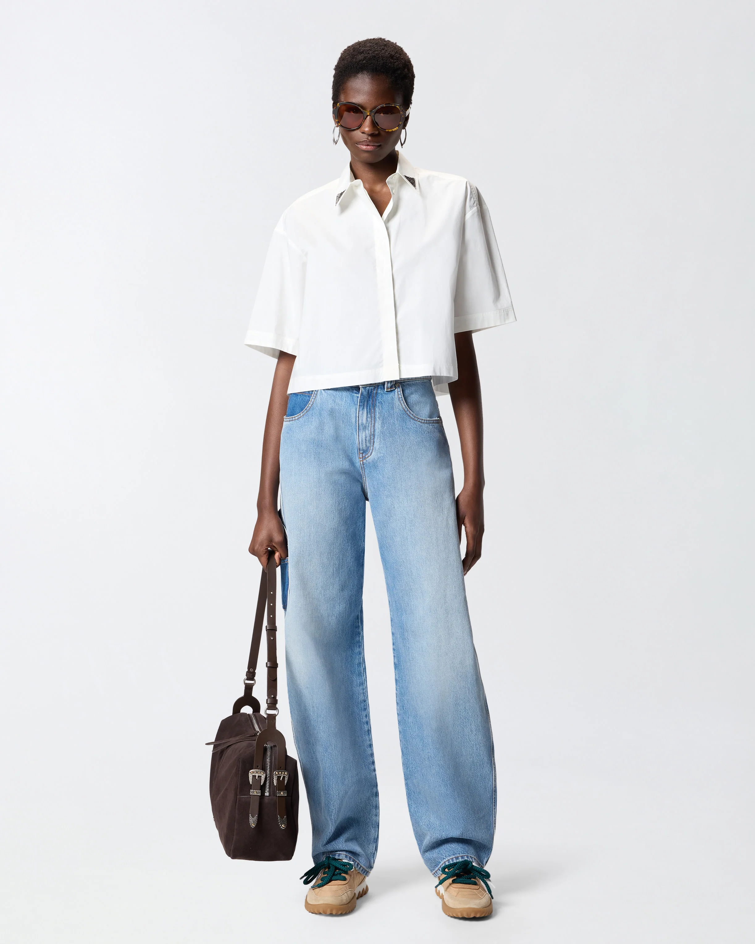Cropped shirt with metallic details - Image 2
