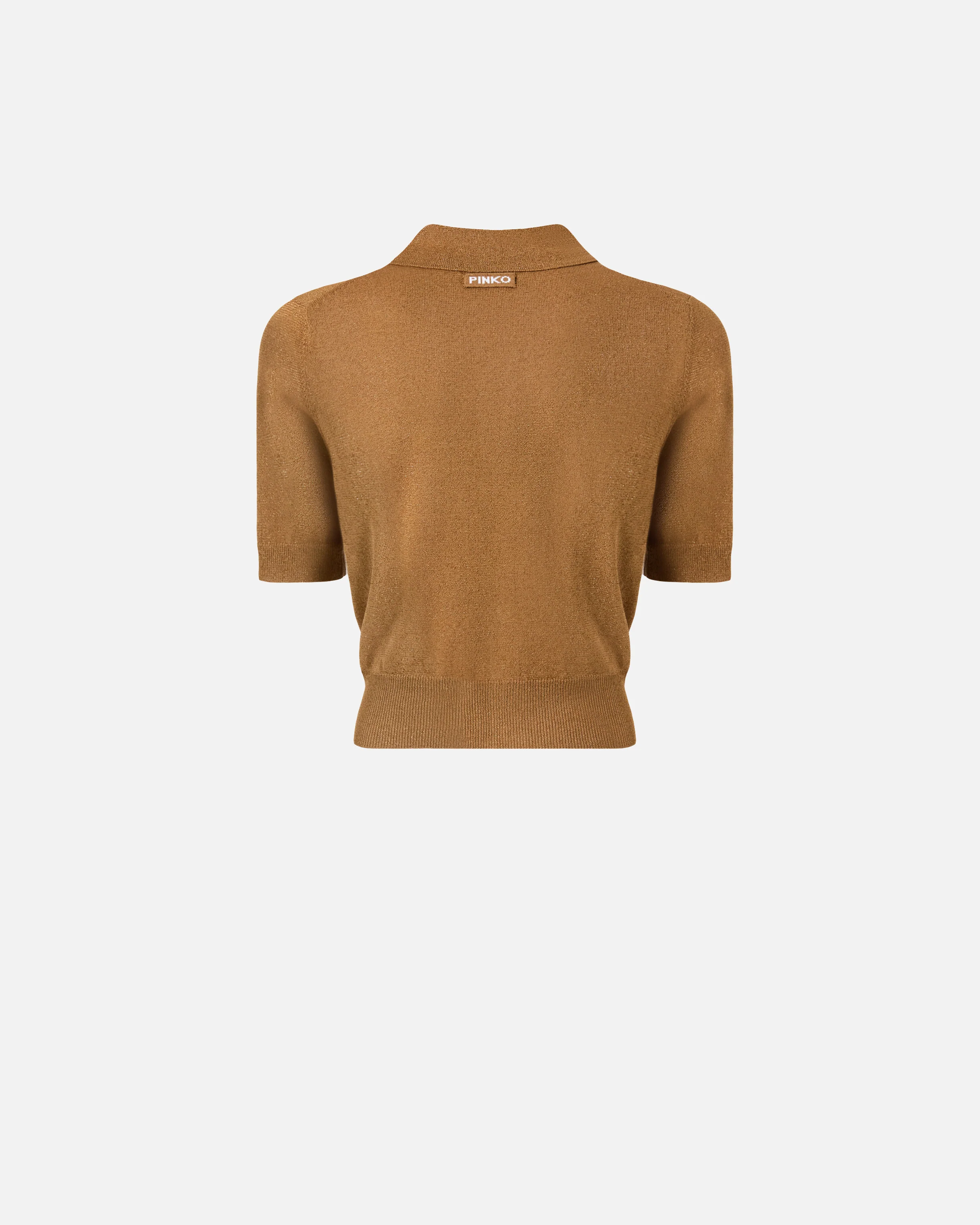 Cropped, short-sleeved cardigan with collar - Image 6