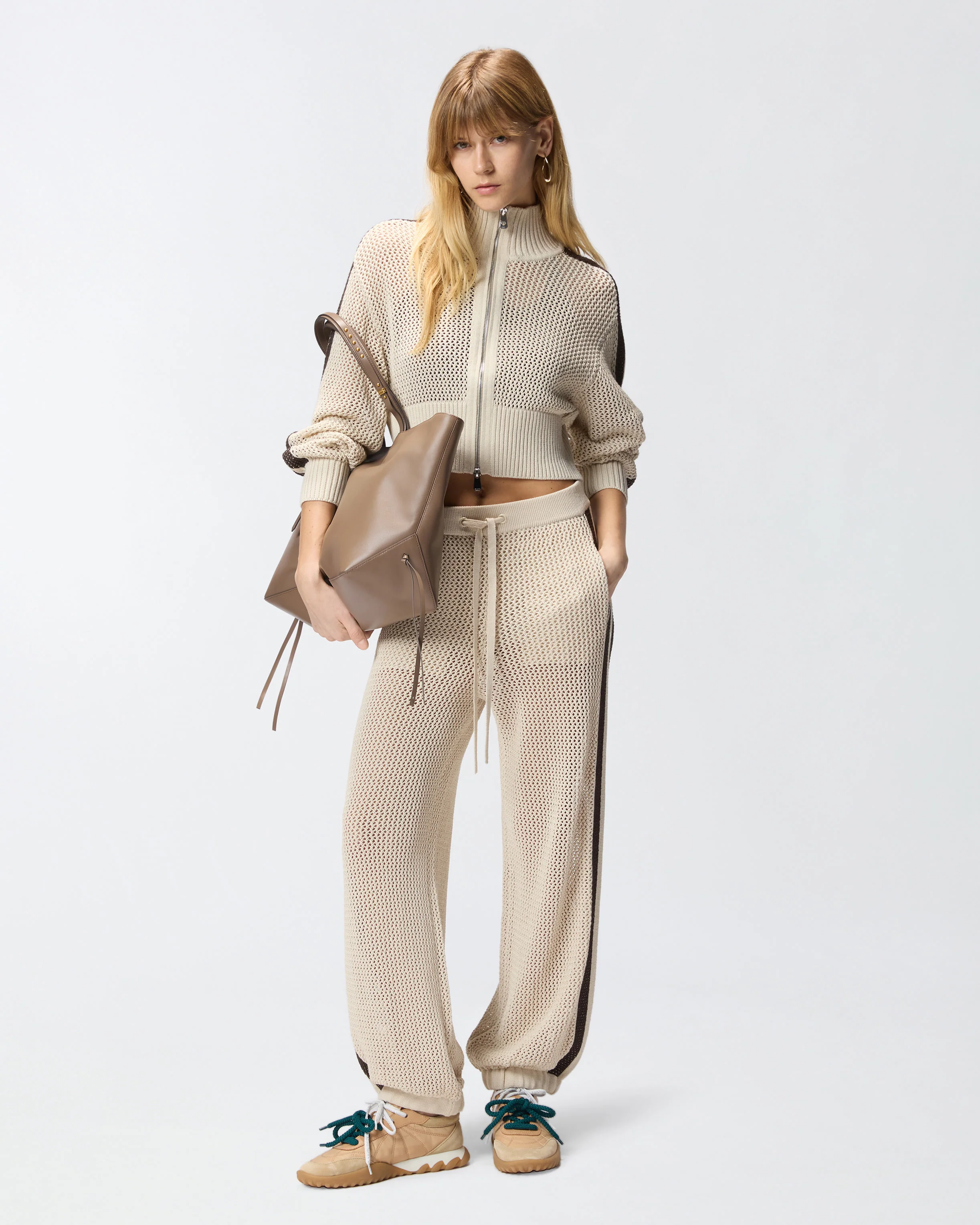 Cropped sweatshirt with bands and openwork - Image 2