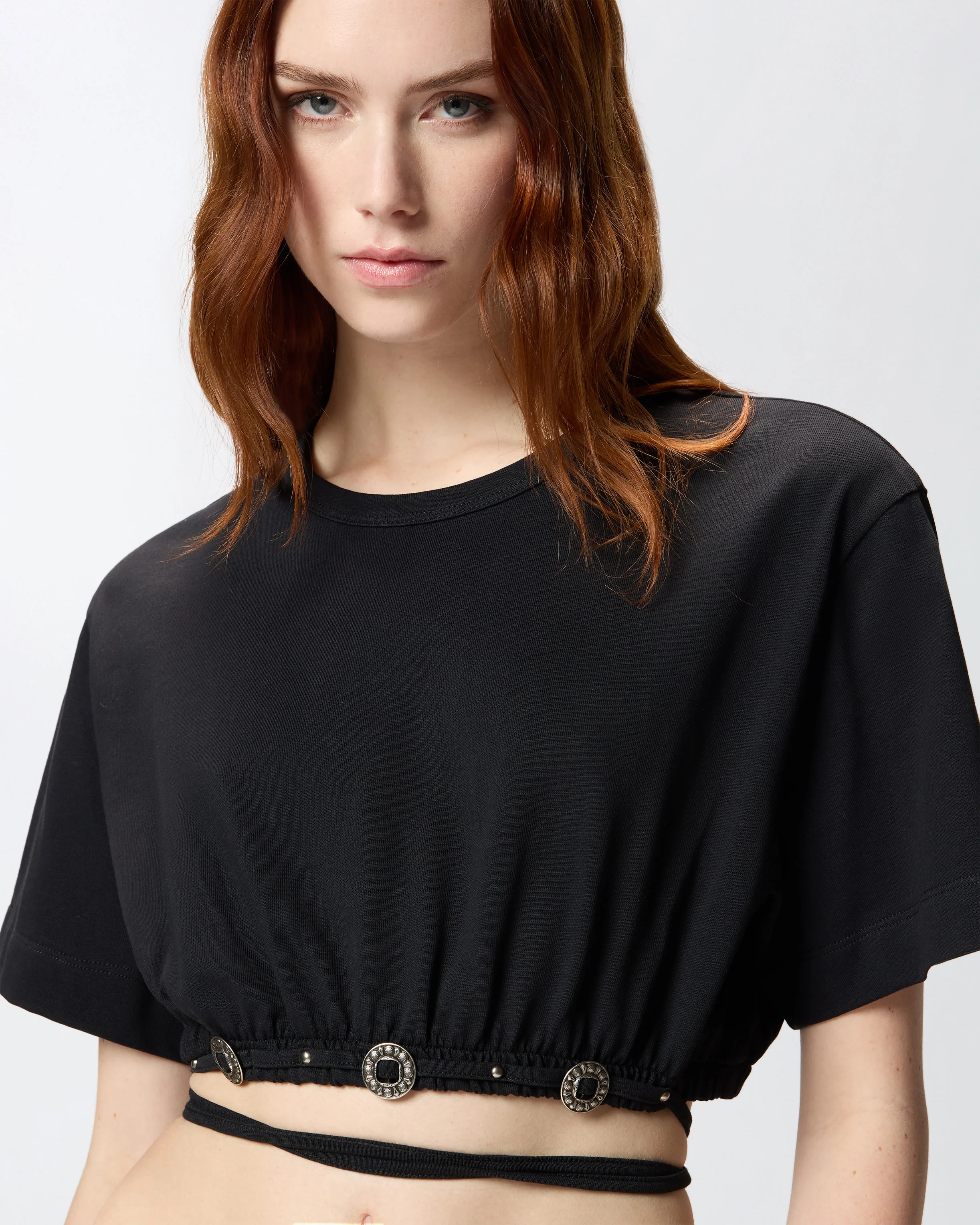Cropped T-shirt with lace and Texan details - Image 4