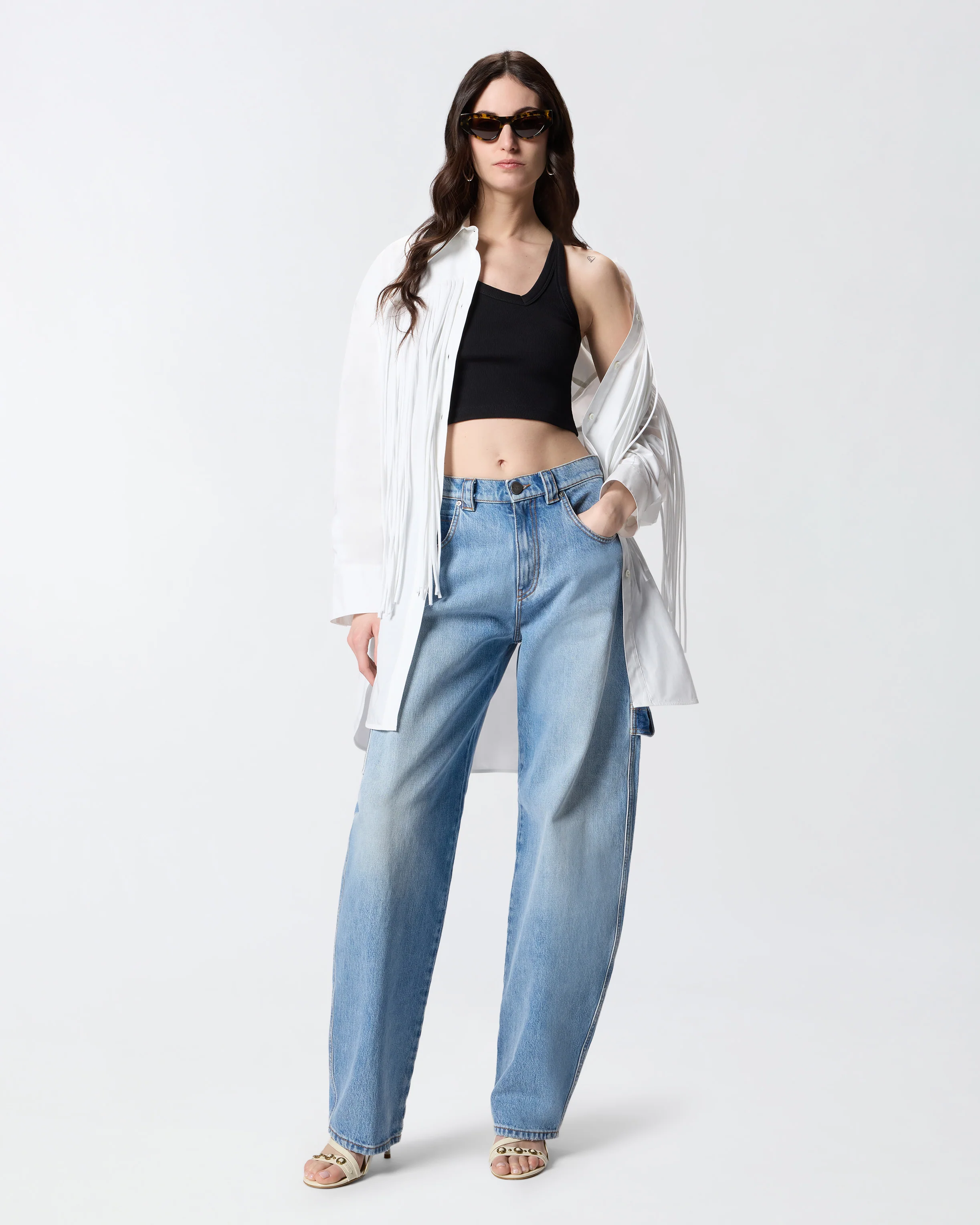 Cropped vest top with asymmetric neckline - Image 2