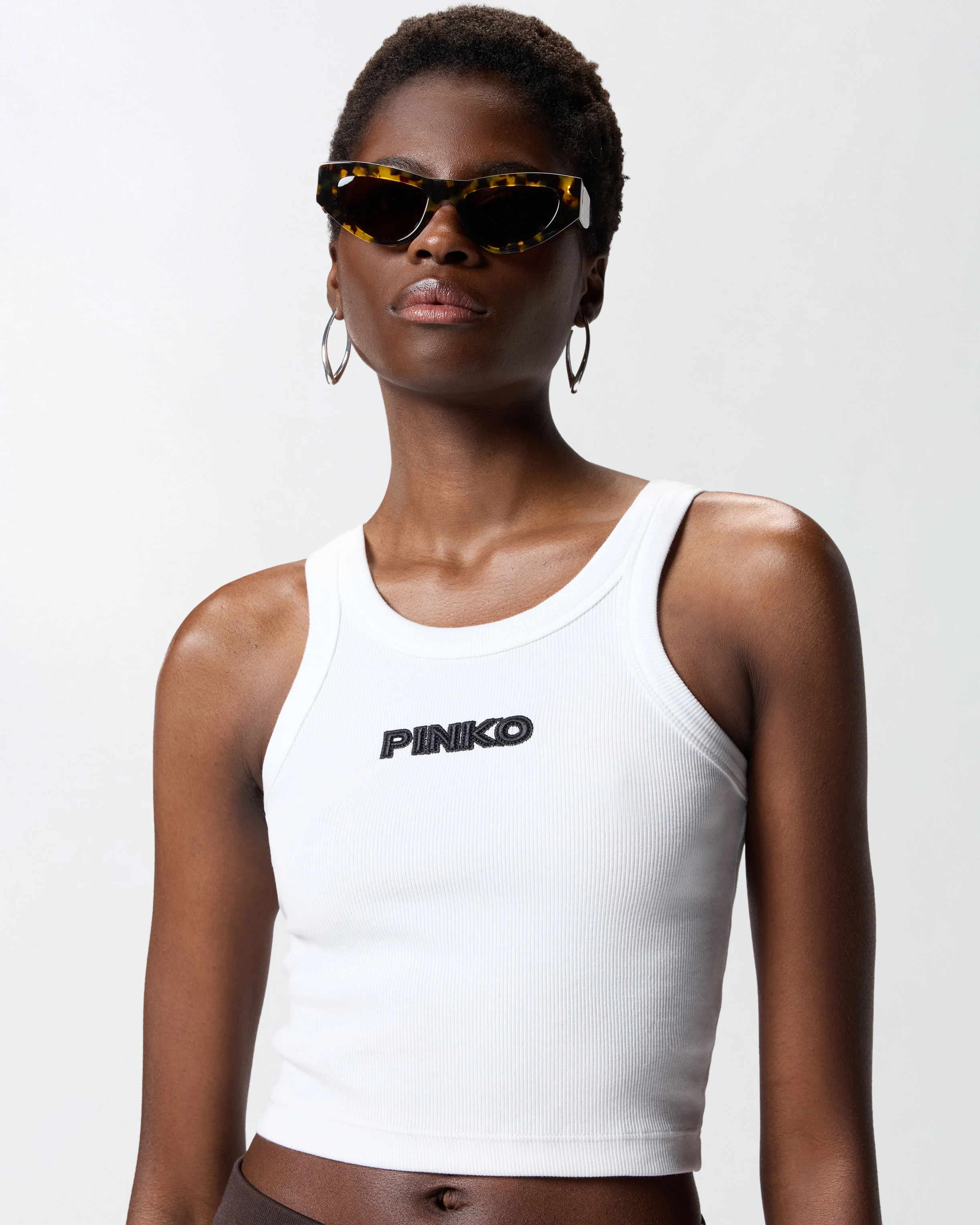 Cropped vest top with PINKO logo - Image 4