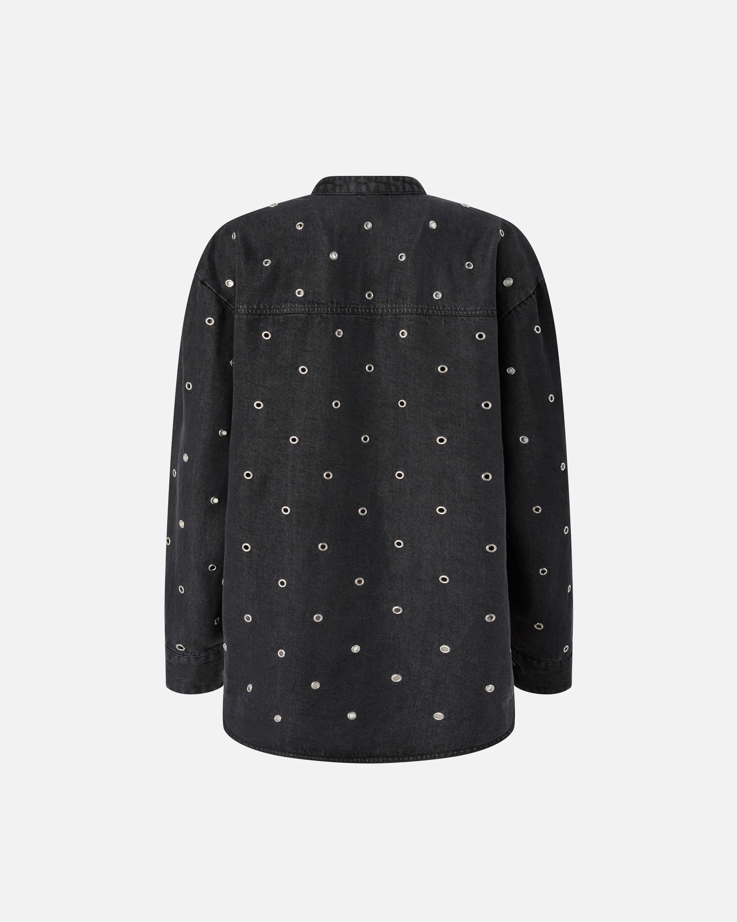 Dark denim blouse with eyelets - Image 6