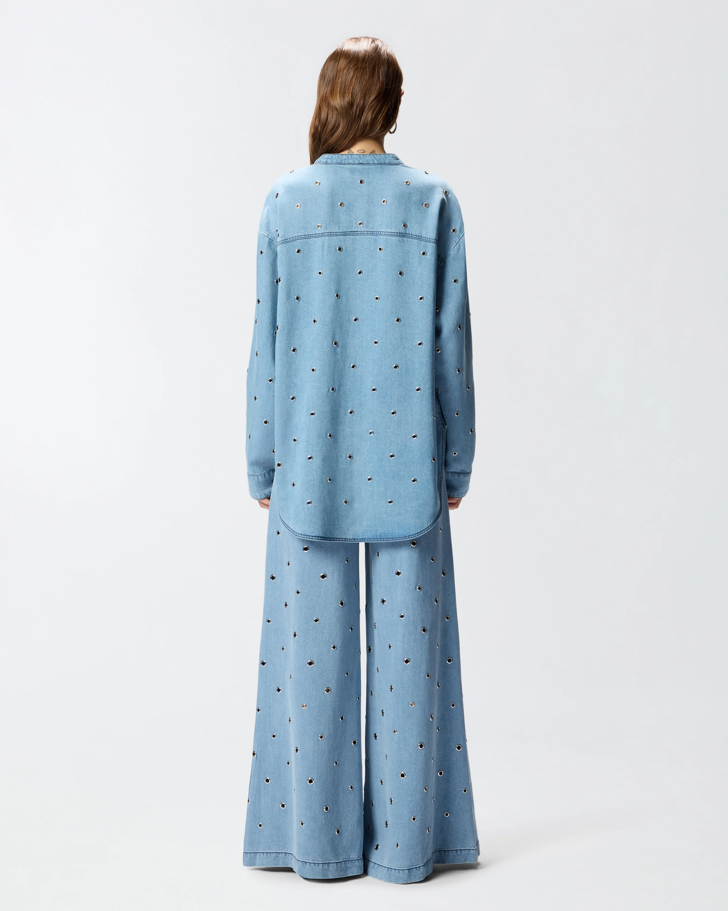 Denim blouse with eyelets - Image 3