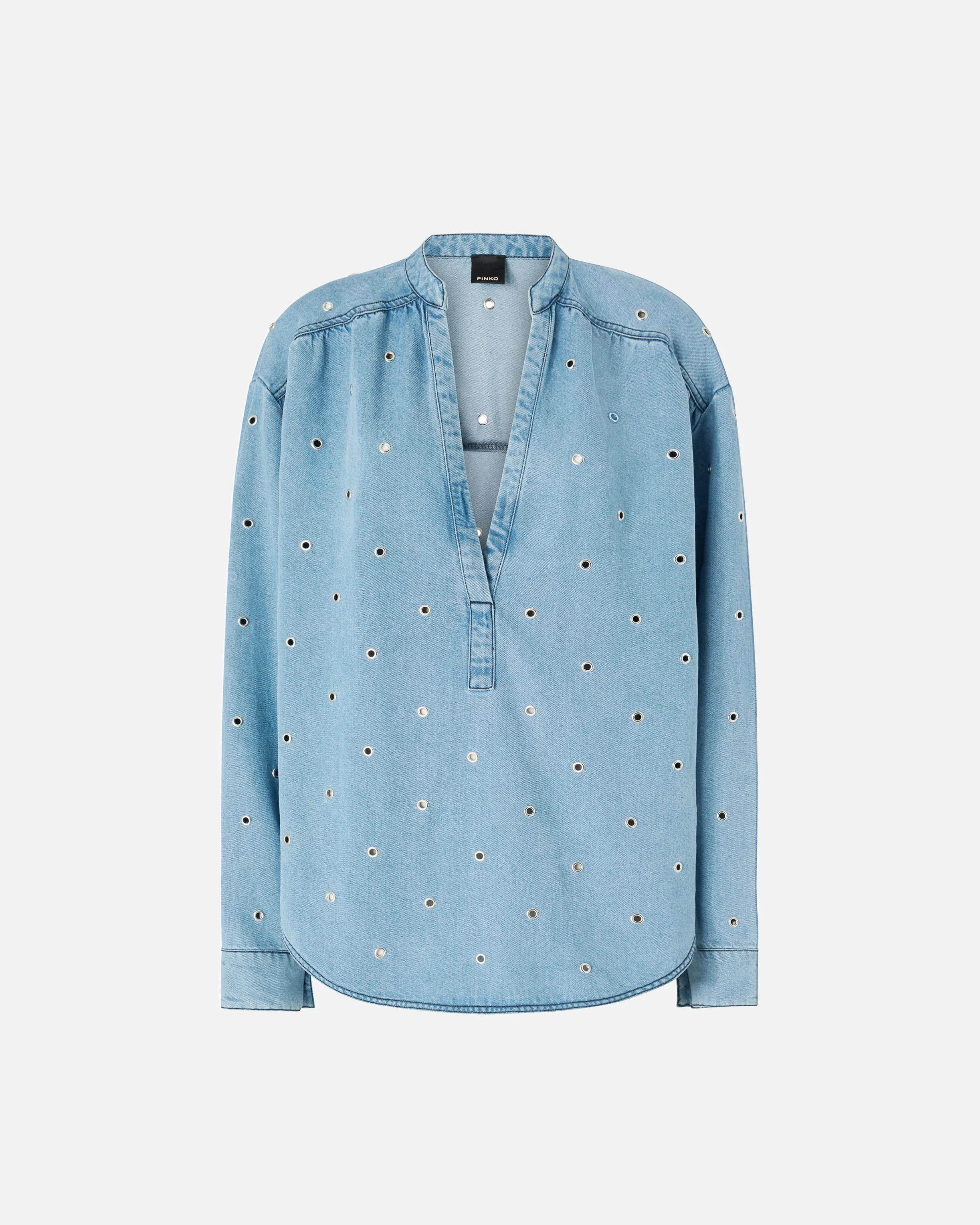Denim blouse with eyelets - Image 5