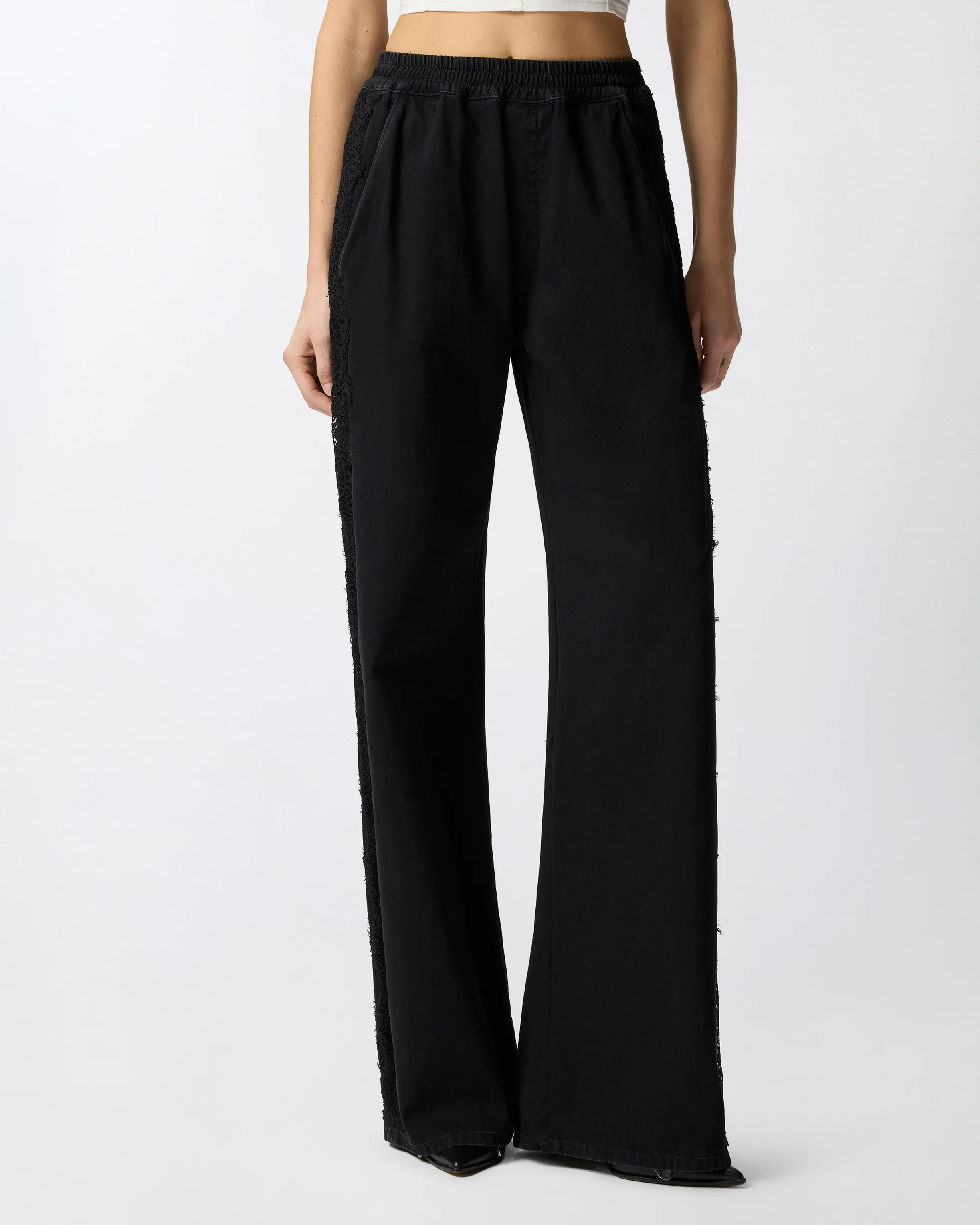 Denim jeans with lace side band - Image 2