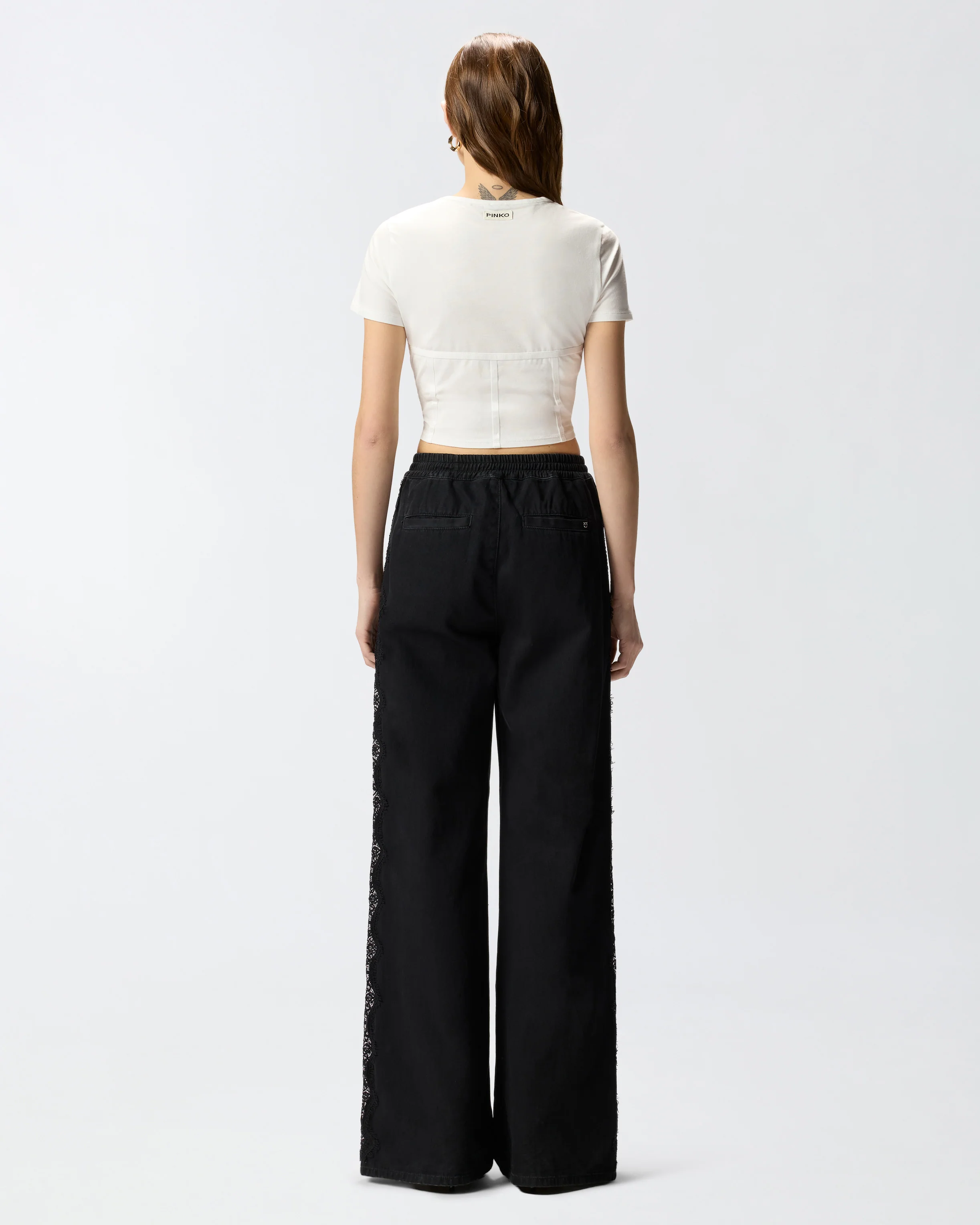 Denim jeans with lace side band - Image 3