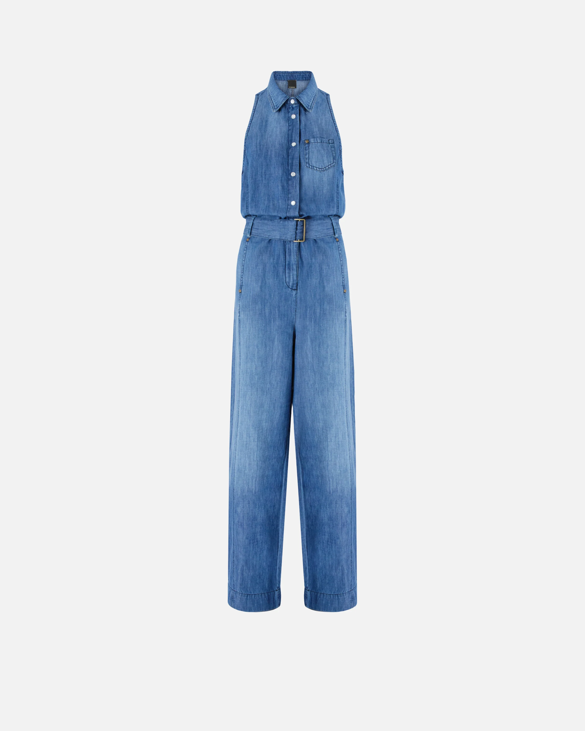 Denim jumpsuit with belt - Image 5