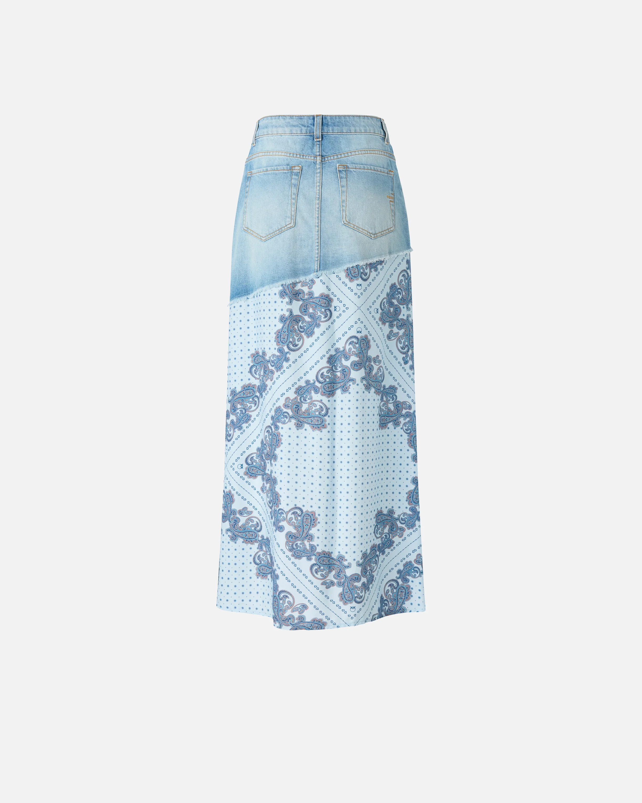 Denim midi skirt with scarf print - Image 6