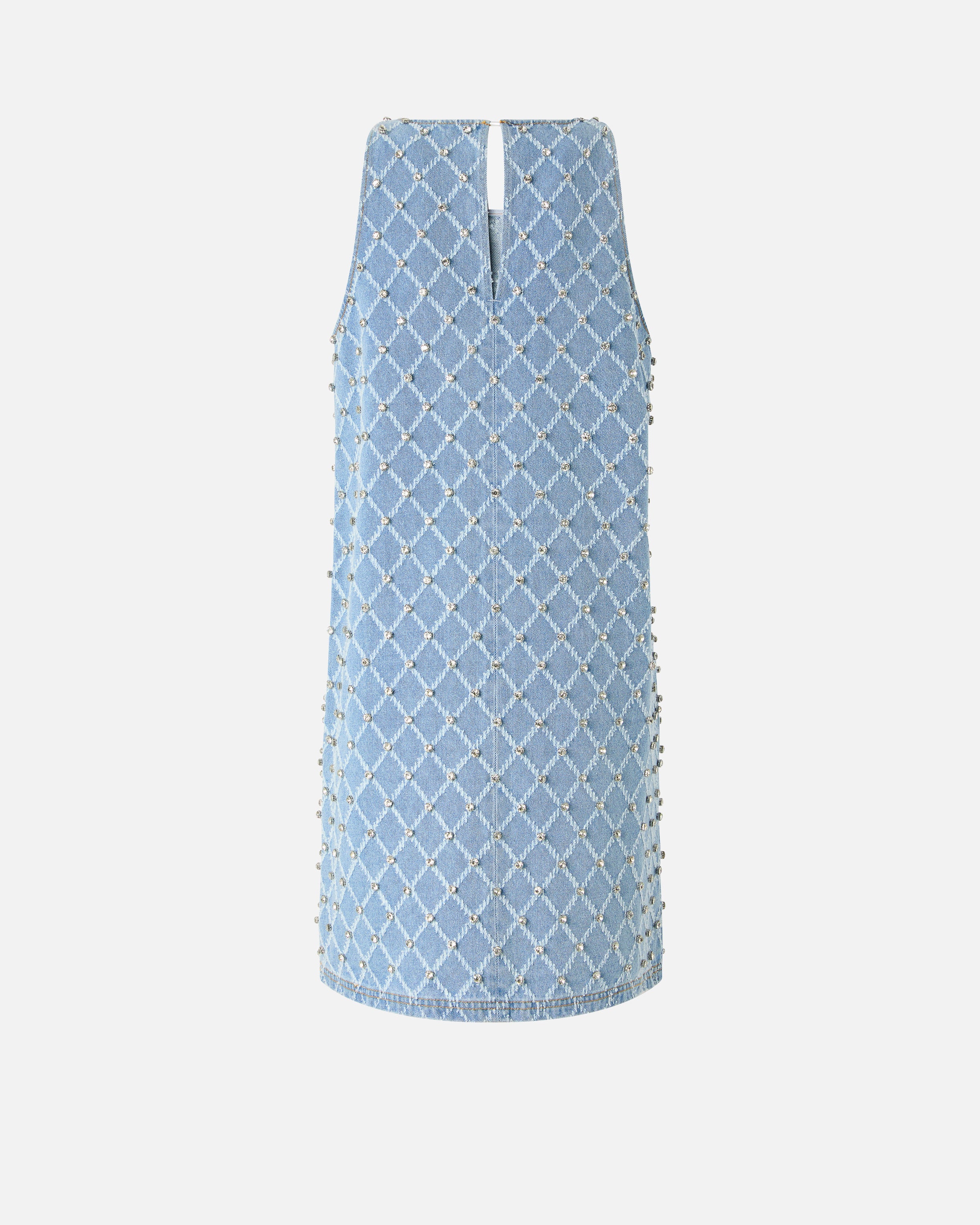 Denim mini dress with diamond and rhinestone motif - Image 6
