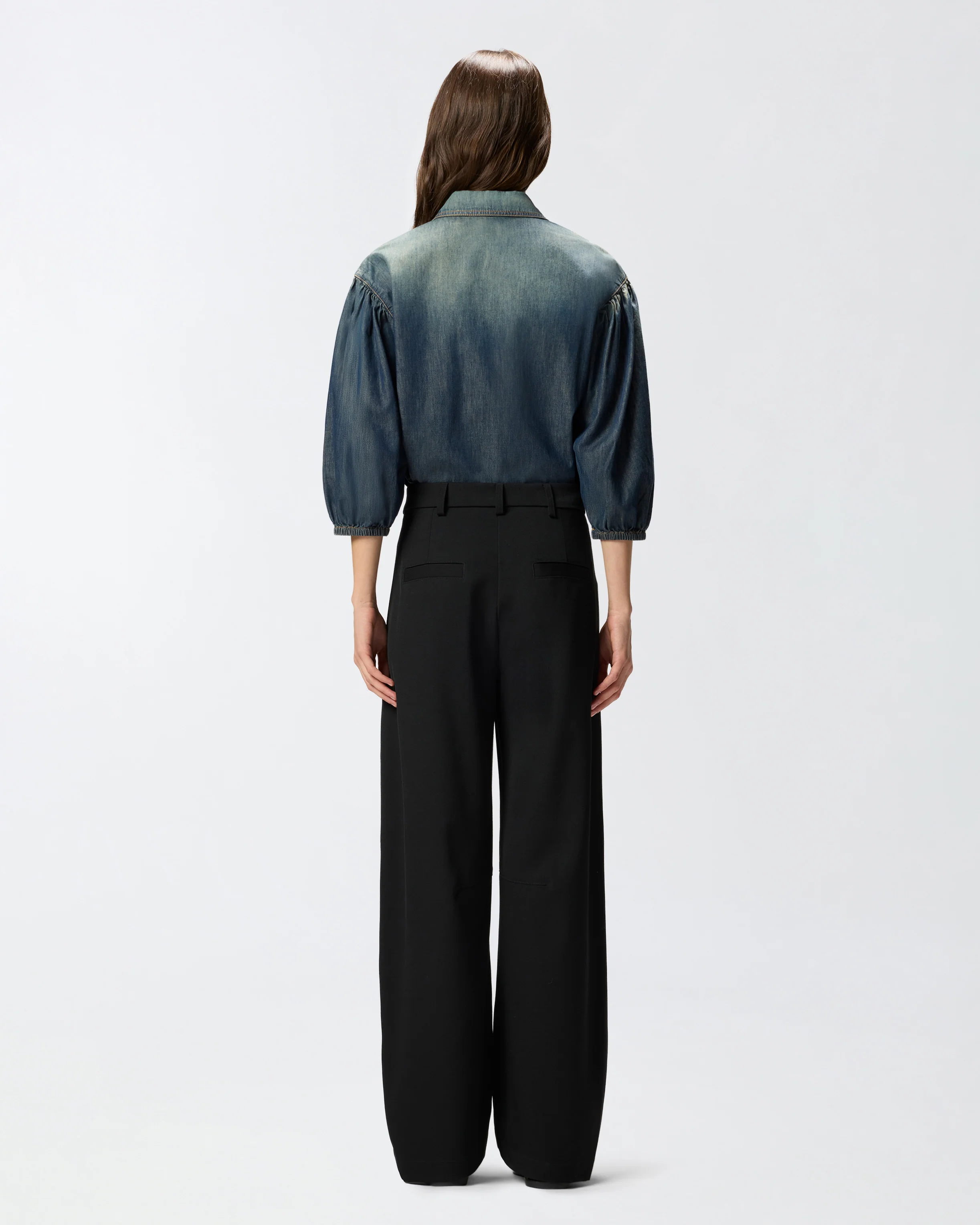 Denim shirt with balloon sleeves - Image 3