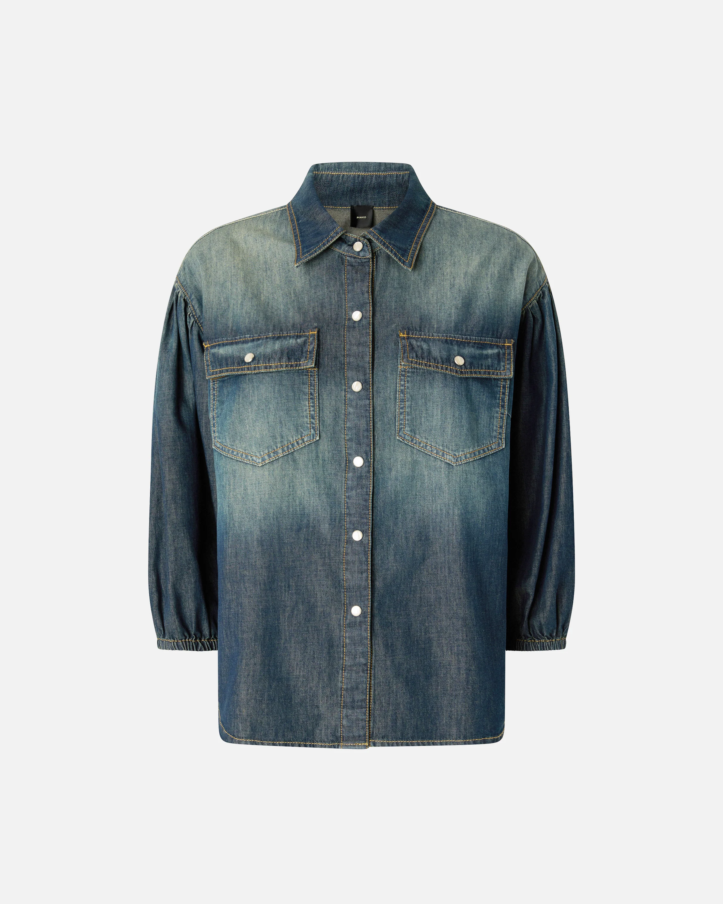 Denim shirt with balloon sleeves - Image 5
