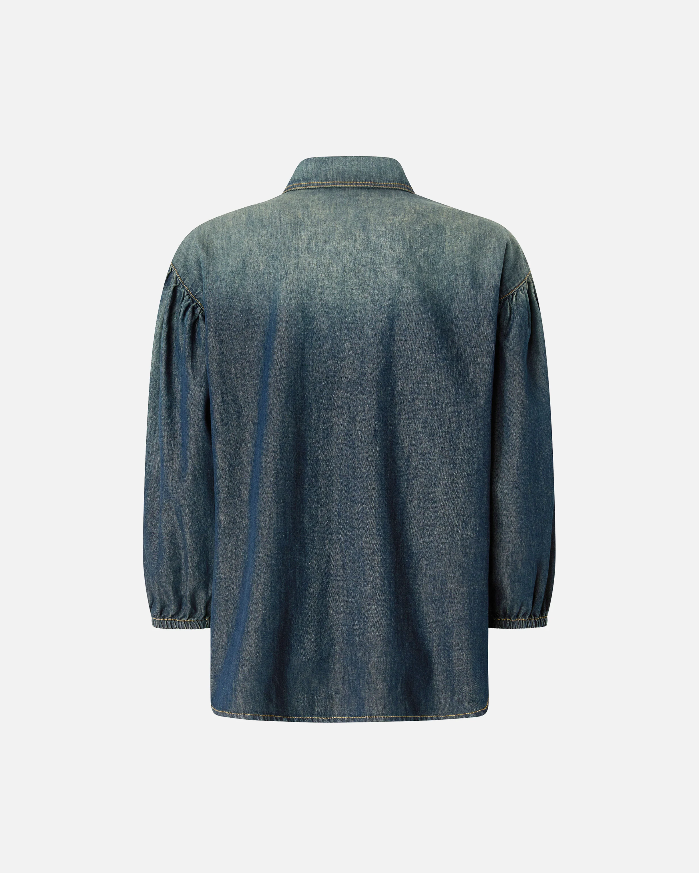 Denim shirt with balloon sleeves - Image 6