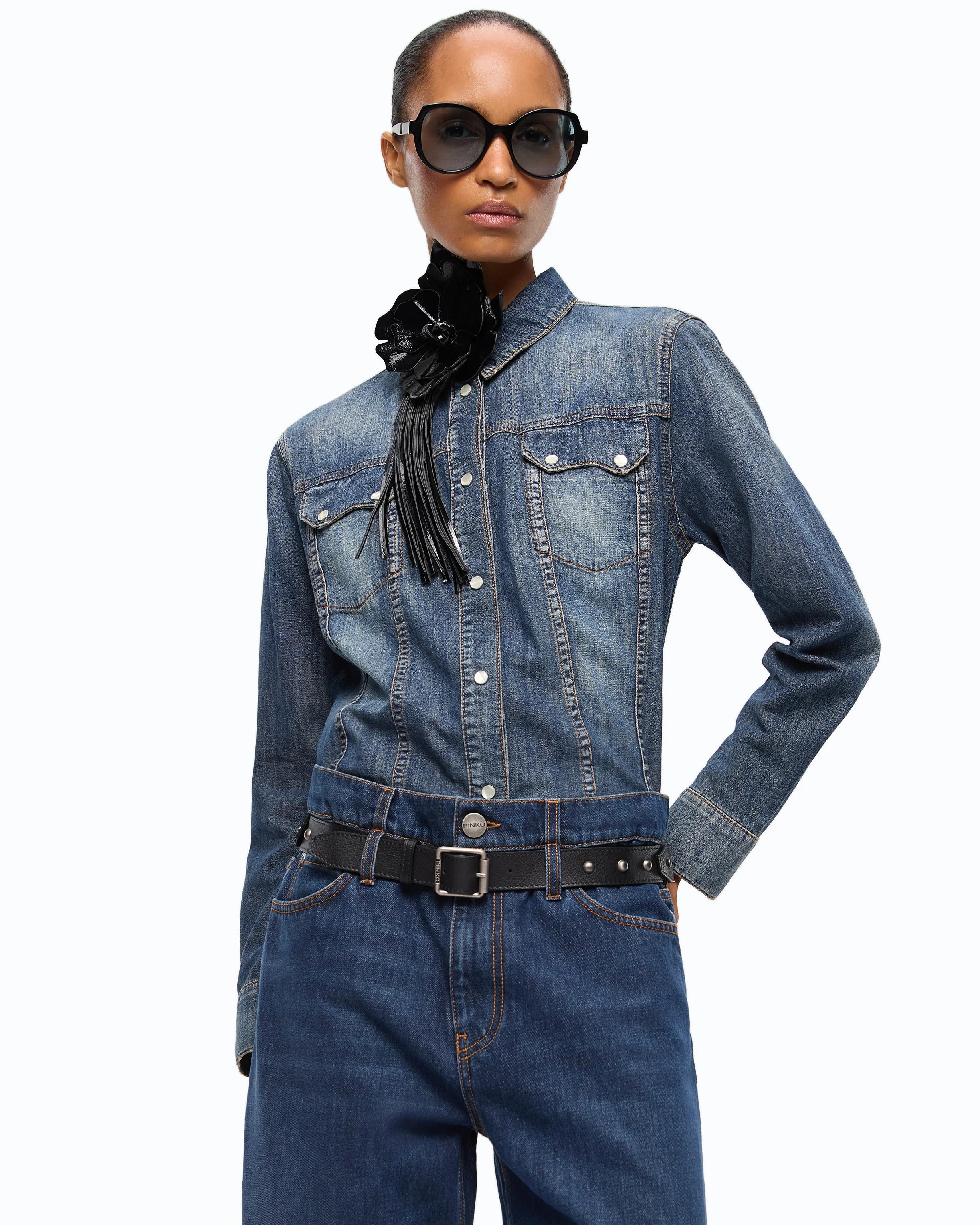 Denim shirt with fading