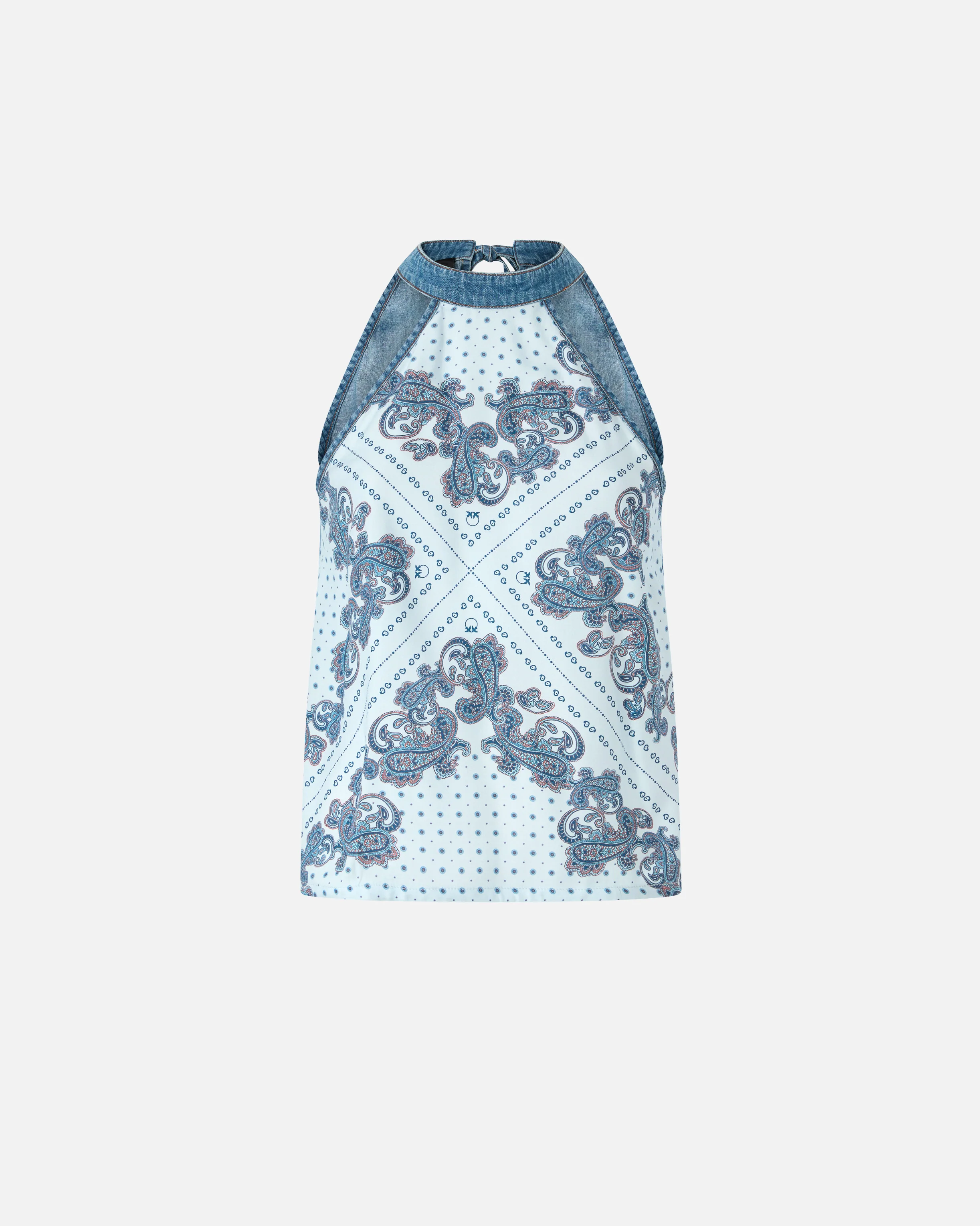 Denim top with scarf print - Image 5