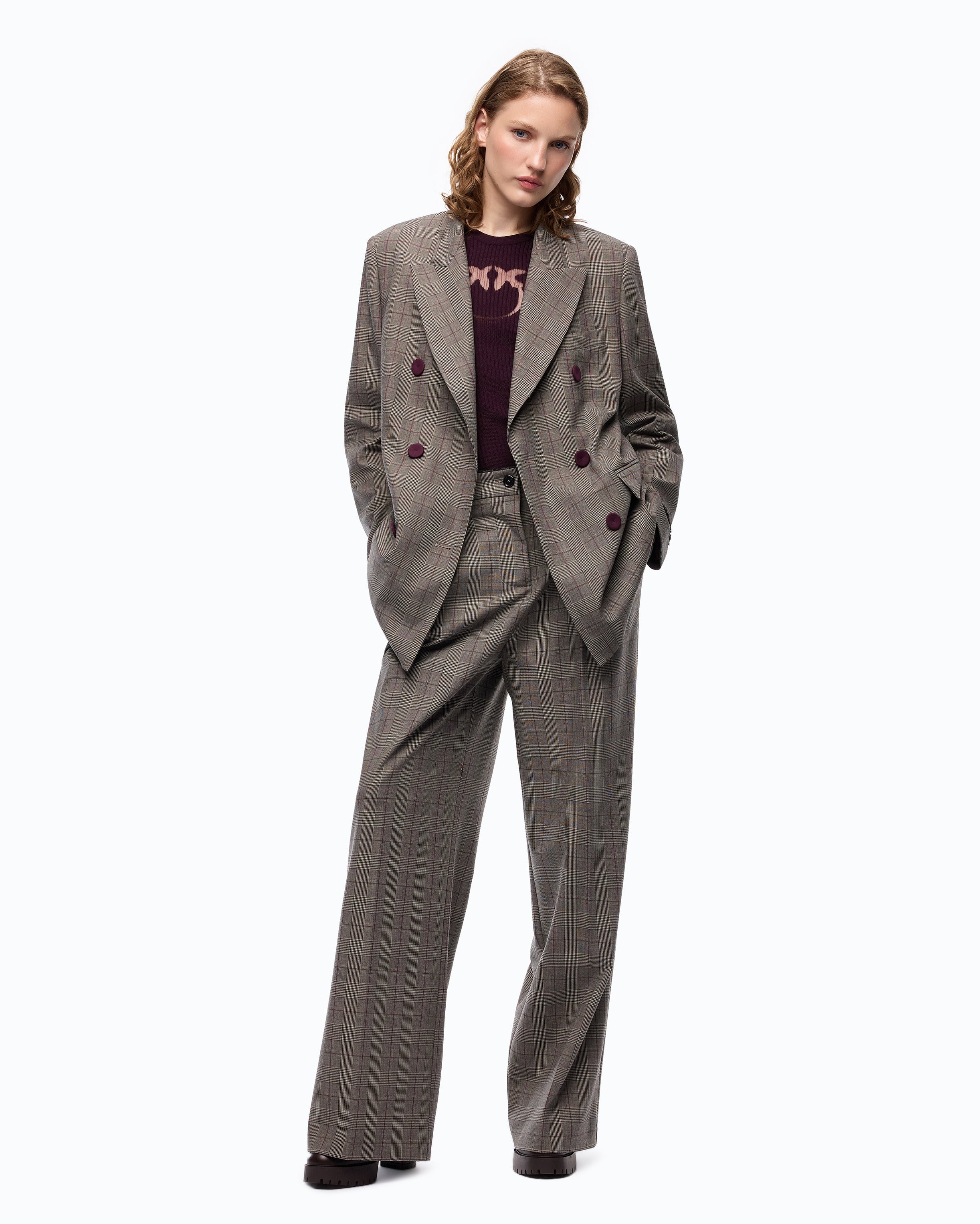 Double-breasted check jacket