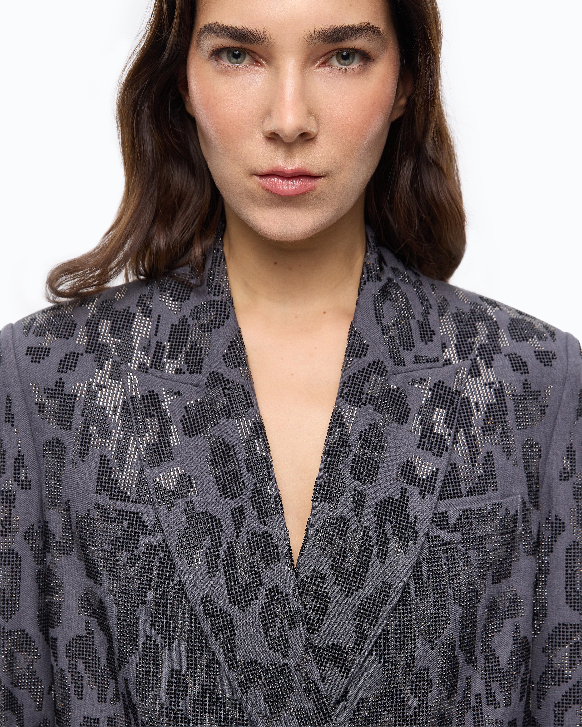 Double-breasted jacket with rhinestones and jaguar motif - Image 3