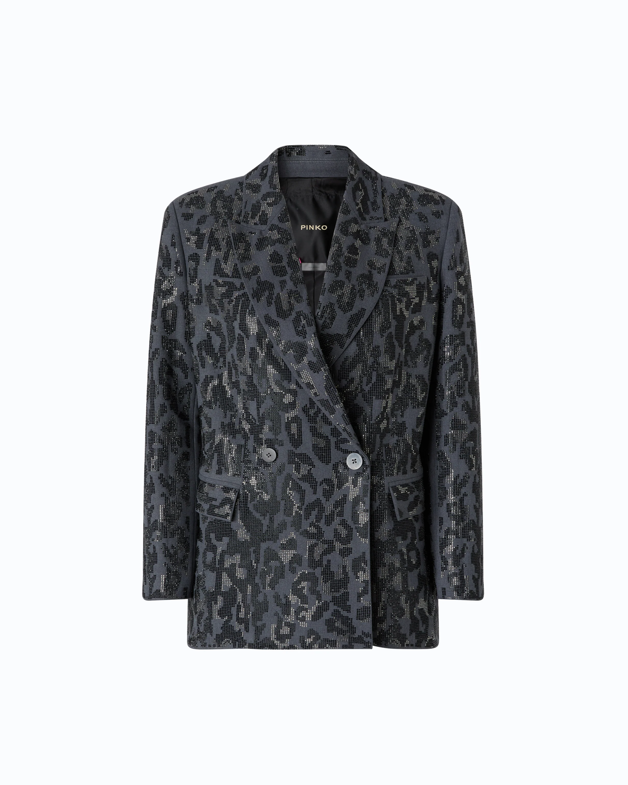 Double-breasted jacket with rhinestones and jaguar motif - Image 5