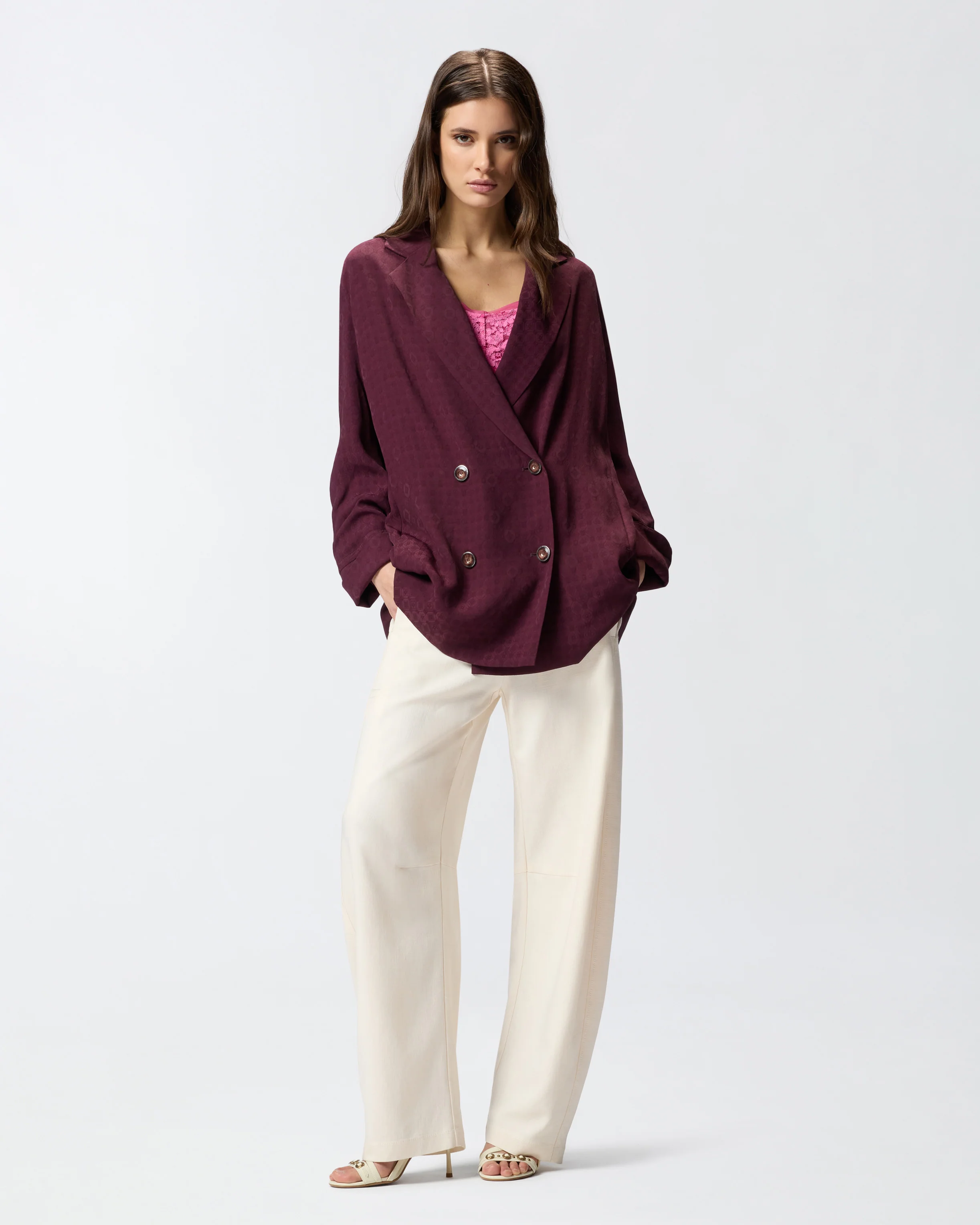 Double-breasted jacket with tie motif - Image 2